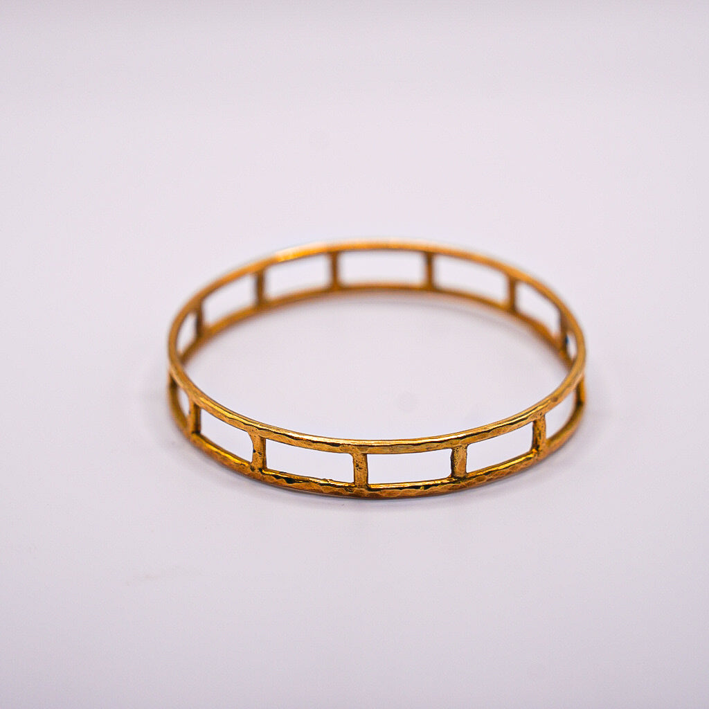 Cage Brass Bangle by Akola