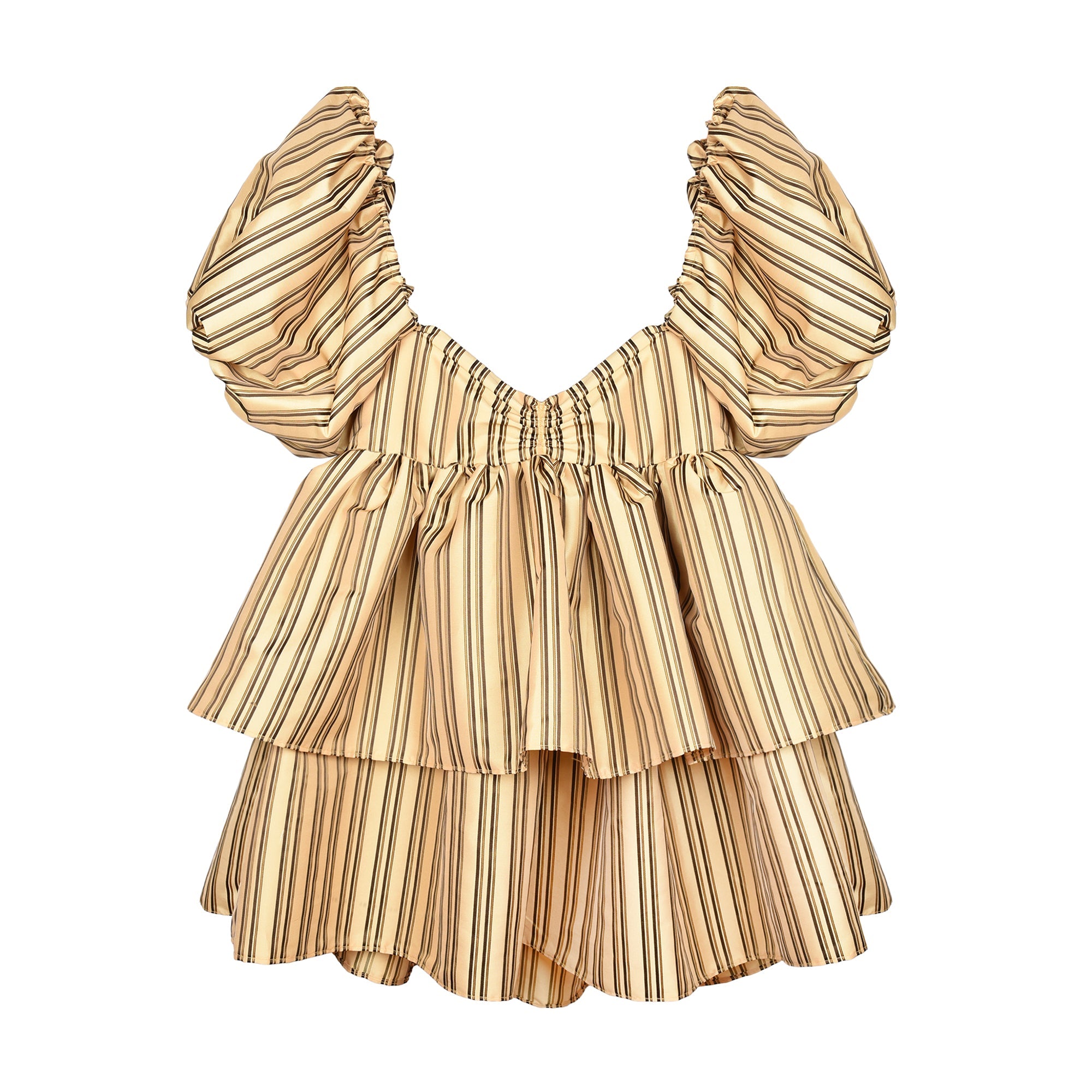 Birthday Suit in Neutral Striped Taffeta by Madeline Marie