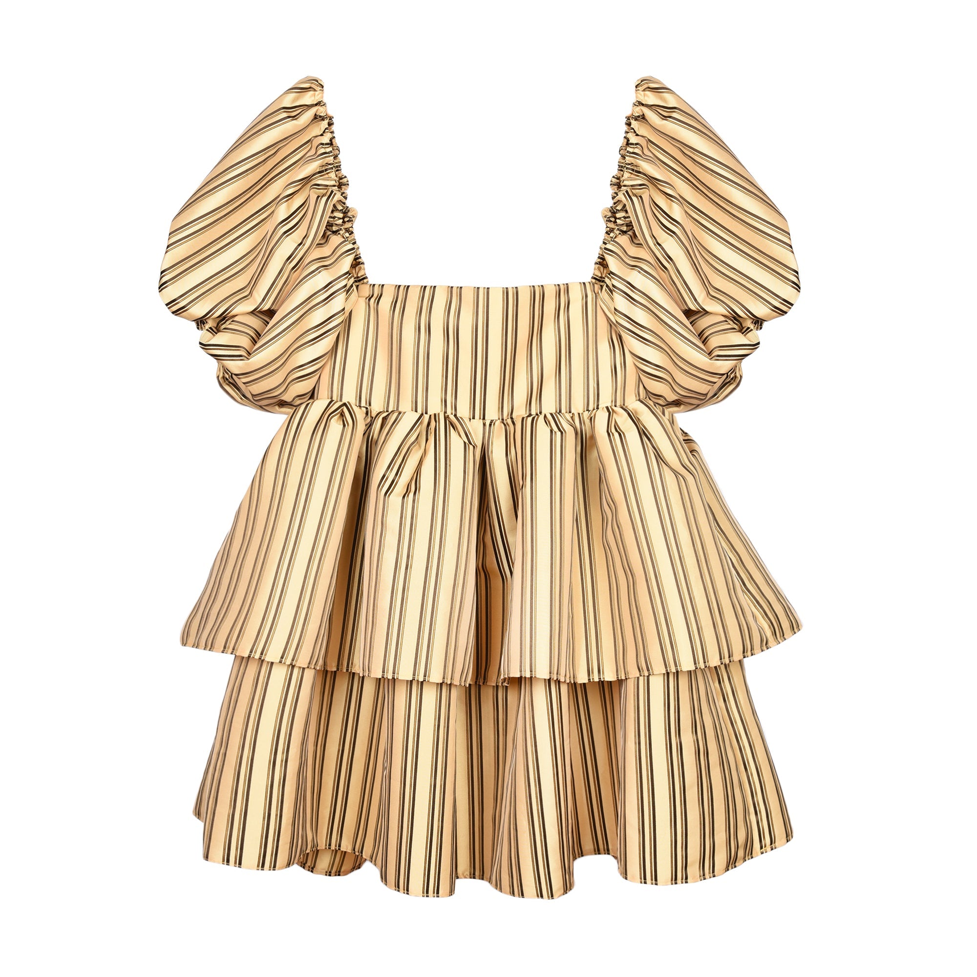 Birthday Suit in Neutral Striped Taffeta by Madeline Marie