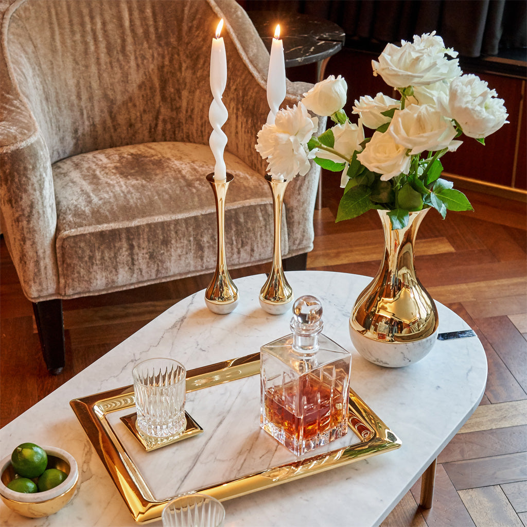 Coluna Dual Vase, Marble & Gold by ANNA New York