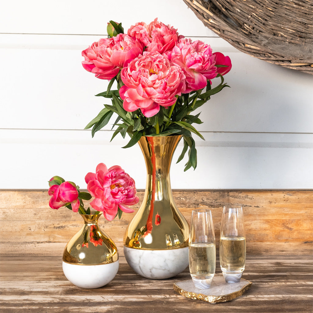 Coluna Dual Vase, Marble & Gold by ANNA New York
