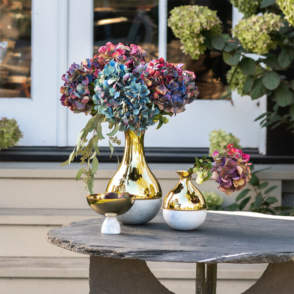 Coluna Dual Vase, Marble & Gold by ANNA New York