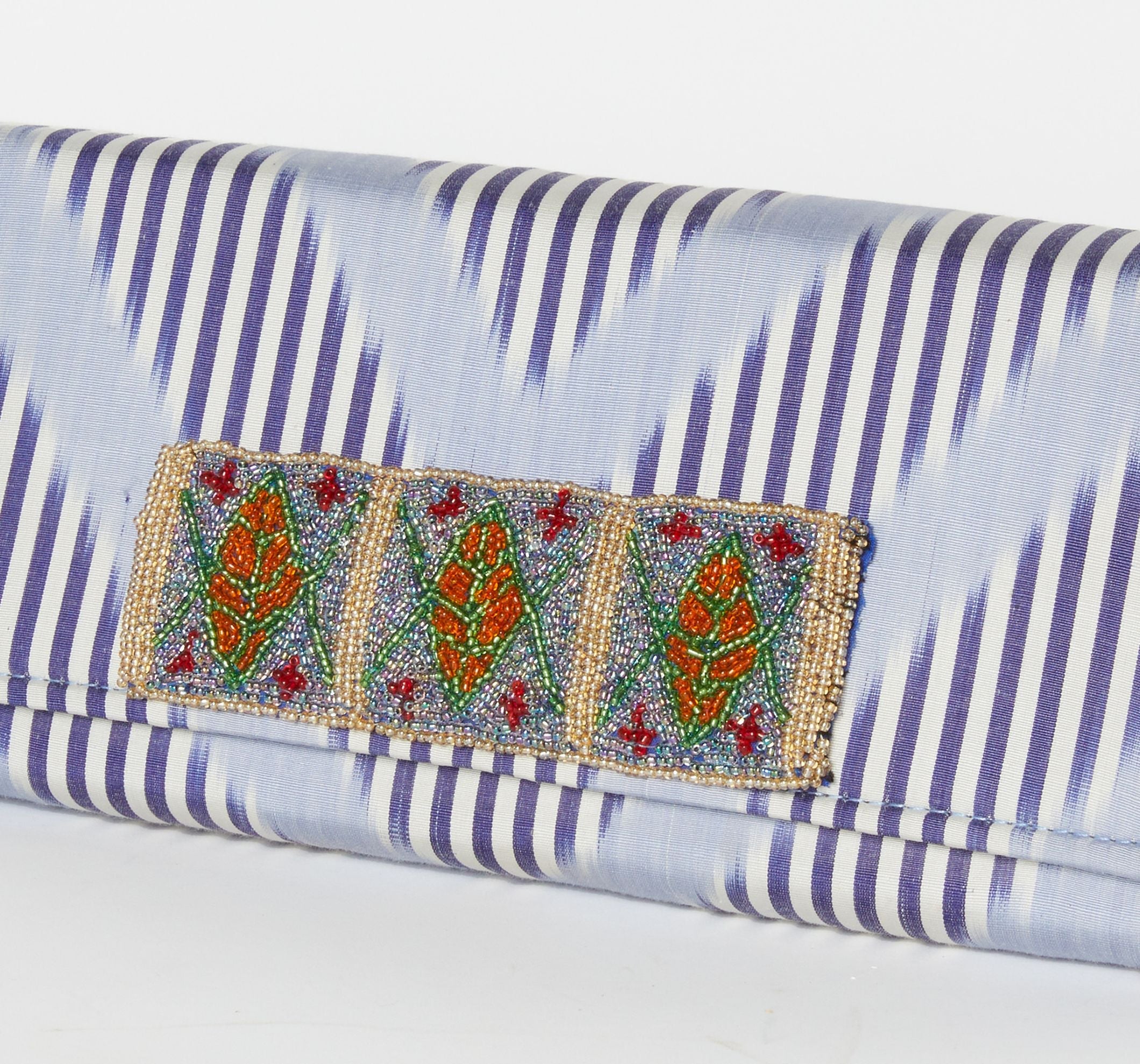 Du Monde Collection - Adelaide Ayizan Silk Ikat Clutch- Blue, Lilac by Larkin Lane