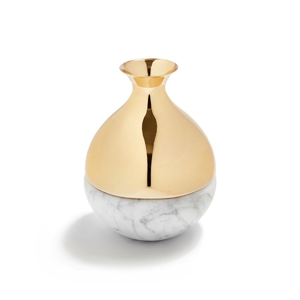 Coluna Dual Bud Vase, Marble & Gold by ANNA New York
