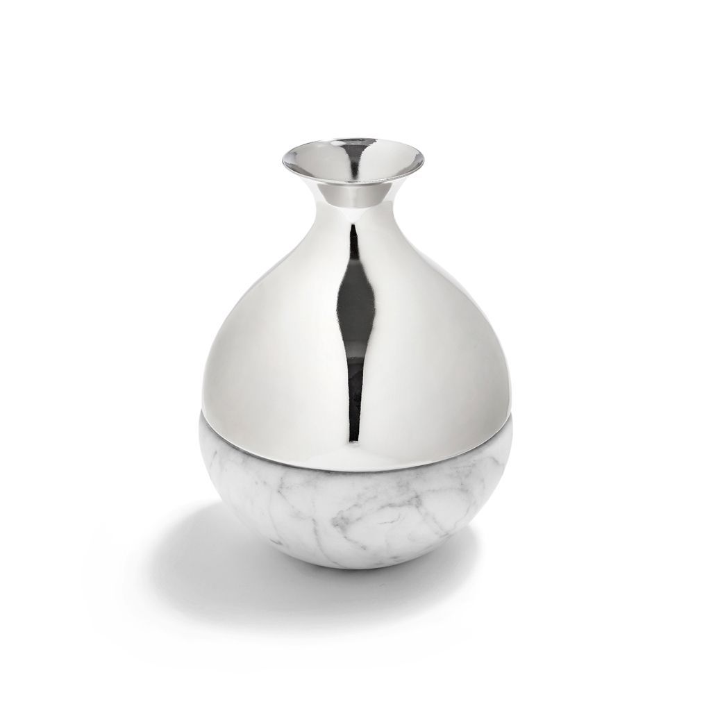 Coluna Dual Bud Vase, Marble & Silver by ANNA New York