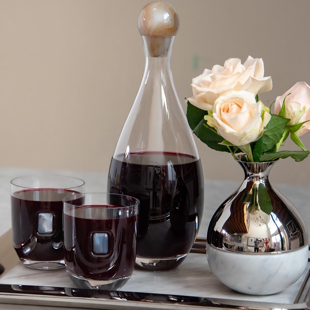 Coluna Dual Bud Vase, Marble & Silver by ANNA New York