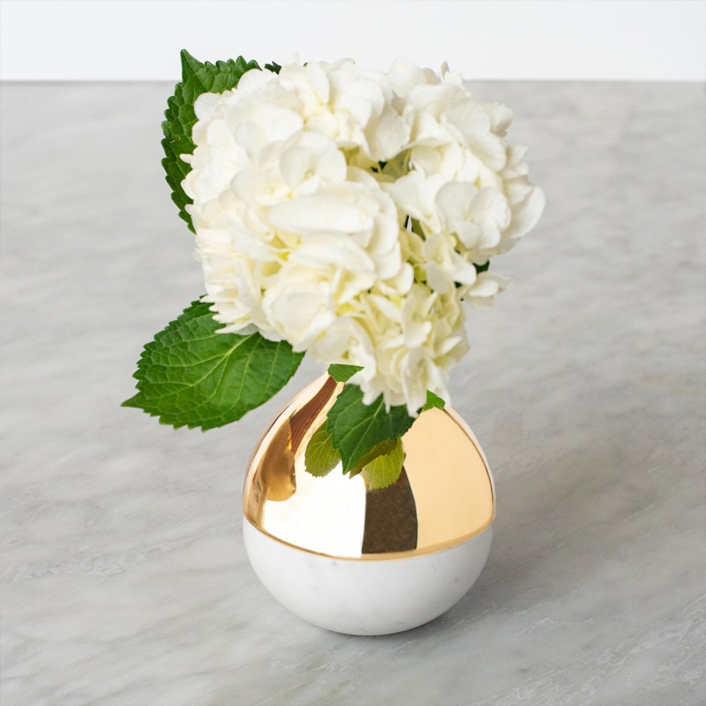 Coluna Dual Bud Vase, Marble & Gold by ANNA New York