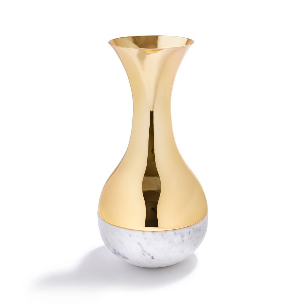 Coluna Dual Vase, Marble & Gold by ANNA New York