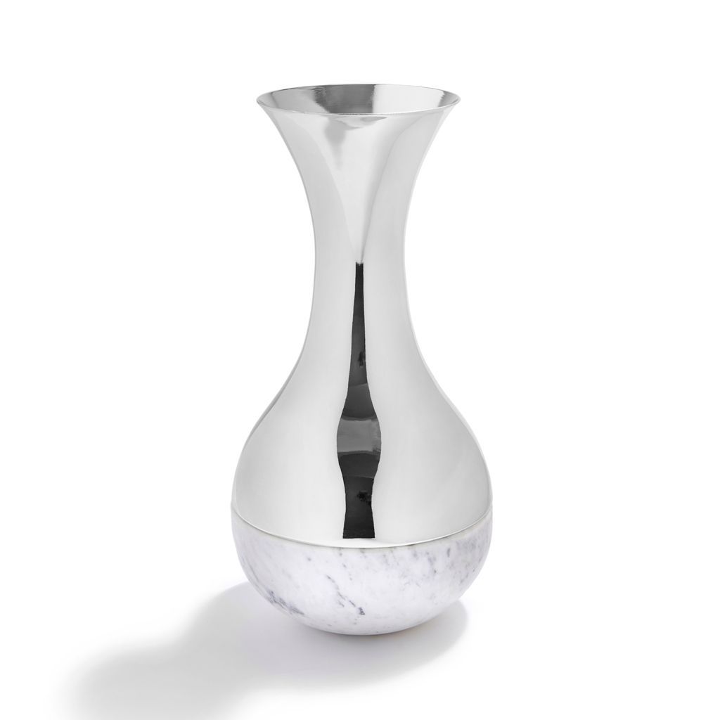 Coluna Dual Vase, Marble & Silver by ANNA New York