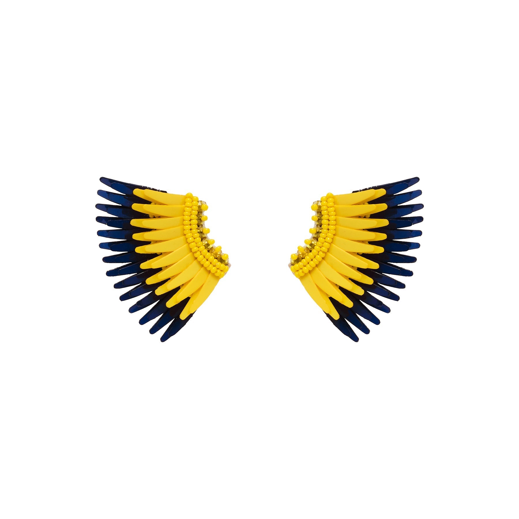 Mini Madeline Earrings Yellow Navy by Mignonne Gavigan