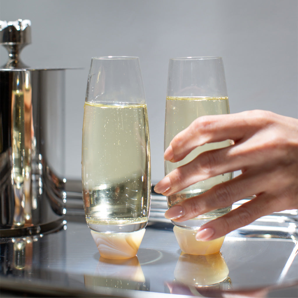 Elevo Champagne Glasses, Smoke Agate by ANNA New York
