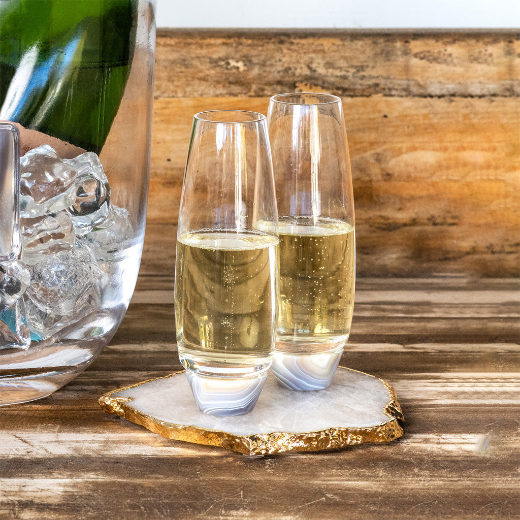 Elevo Champagne Glasses, Smoke Agate by ANNA New York