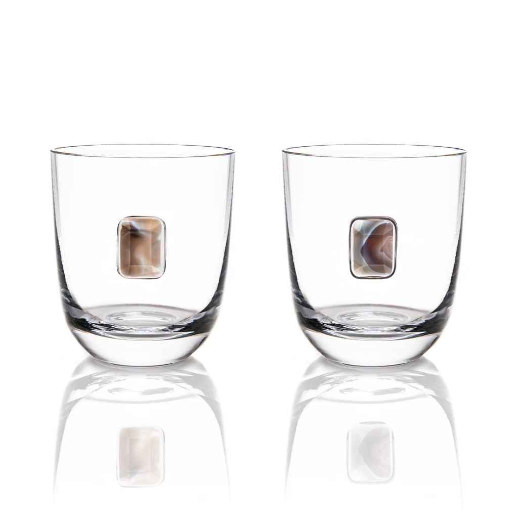 Elevo DOF Glasses, Smoke Agate, Set of 2 by ANNA New York