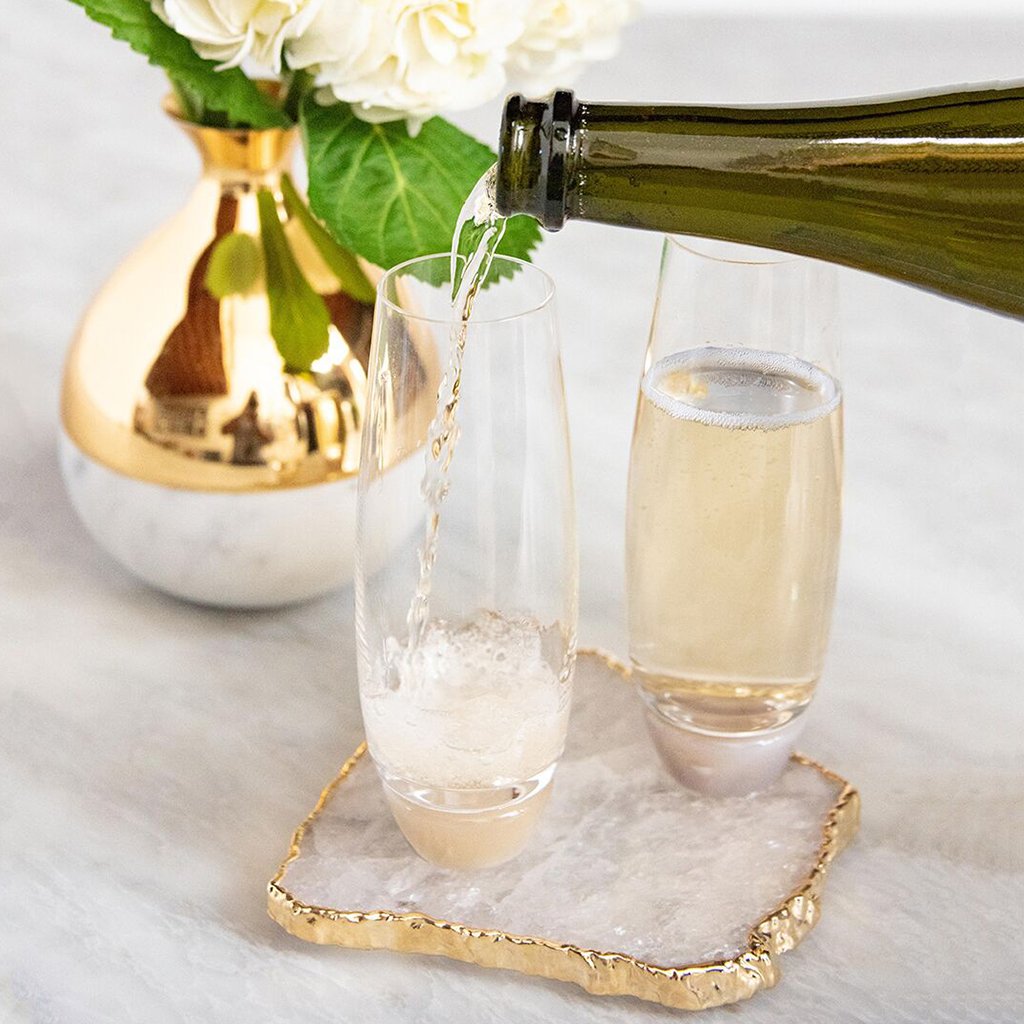Elevo Champagne Glasses, Smoke Agate by ANNA New York