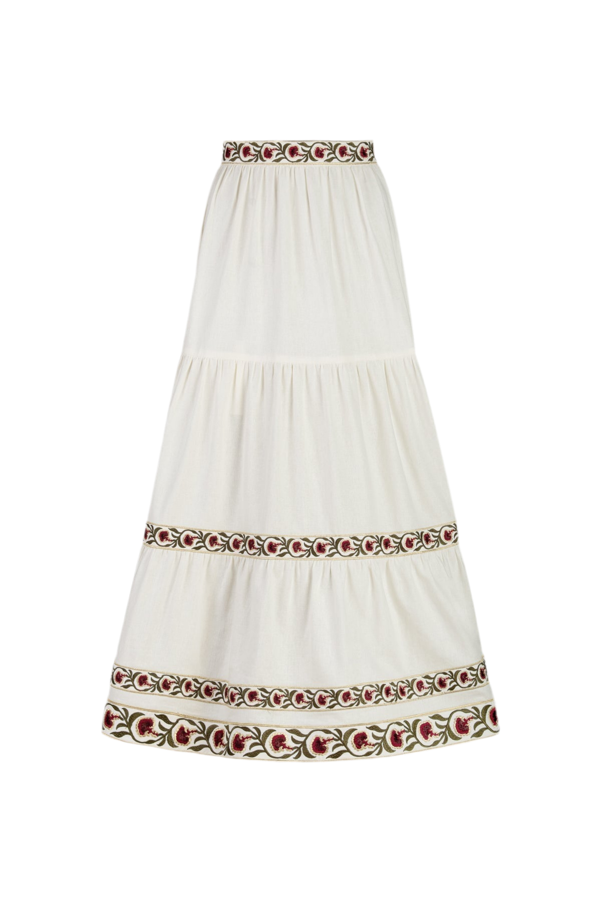 Carnation Ruffle Skirt - Ivory & Red by Rosewater House