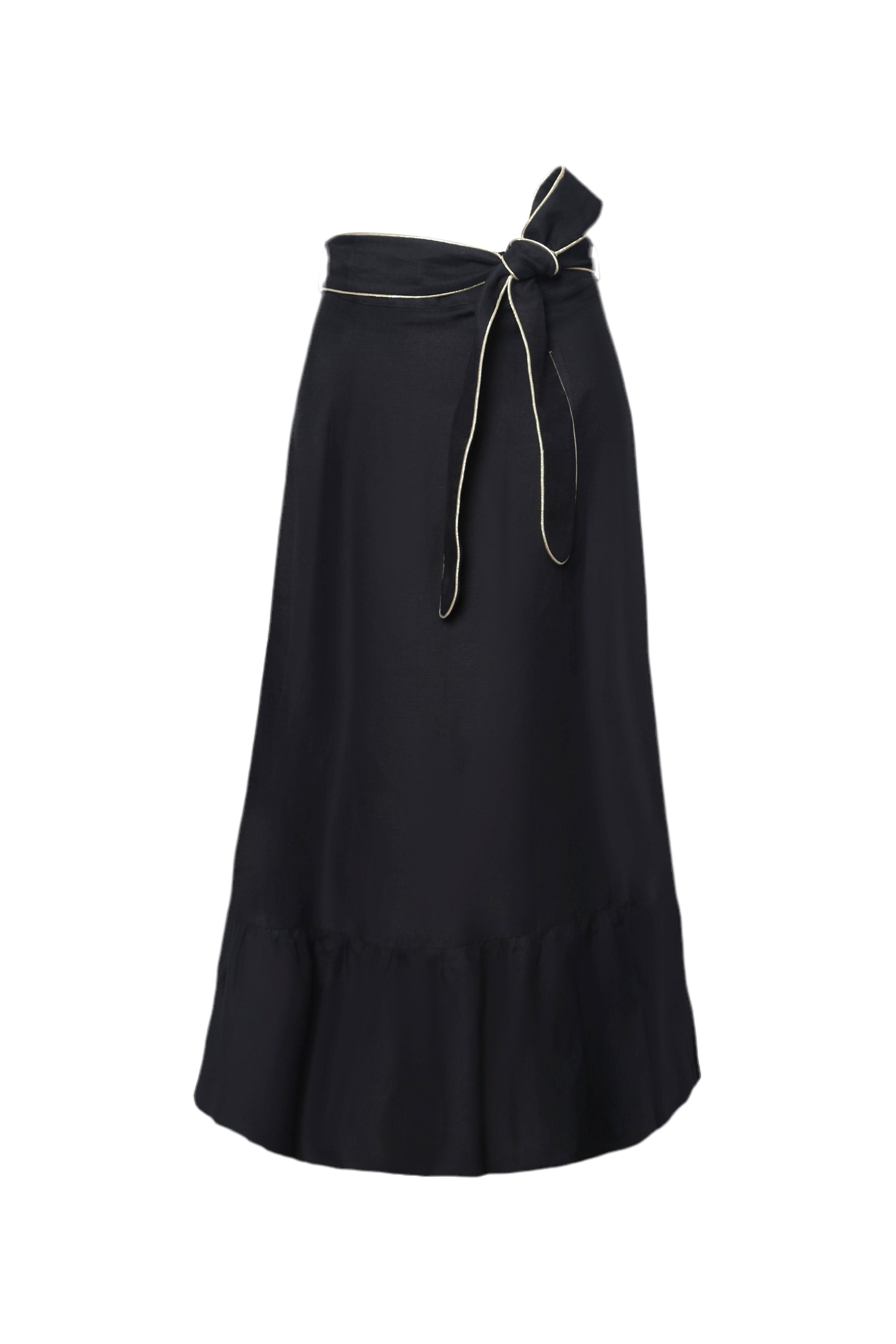 Noor Belted Midi Skirt - Black by Rosewater House