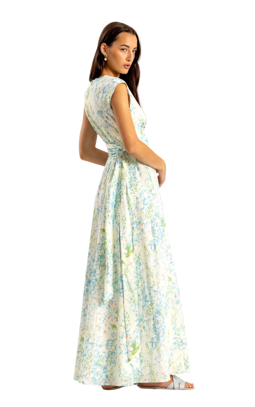 Fiamma Blue Wisteria Floral Dress by Casey Marks
