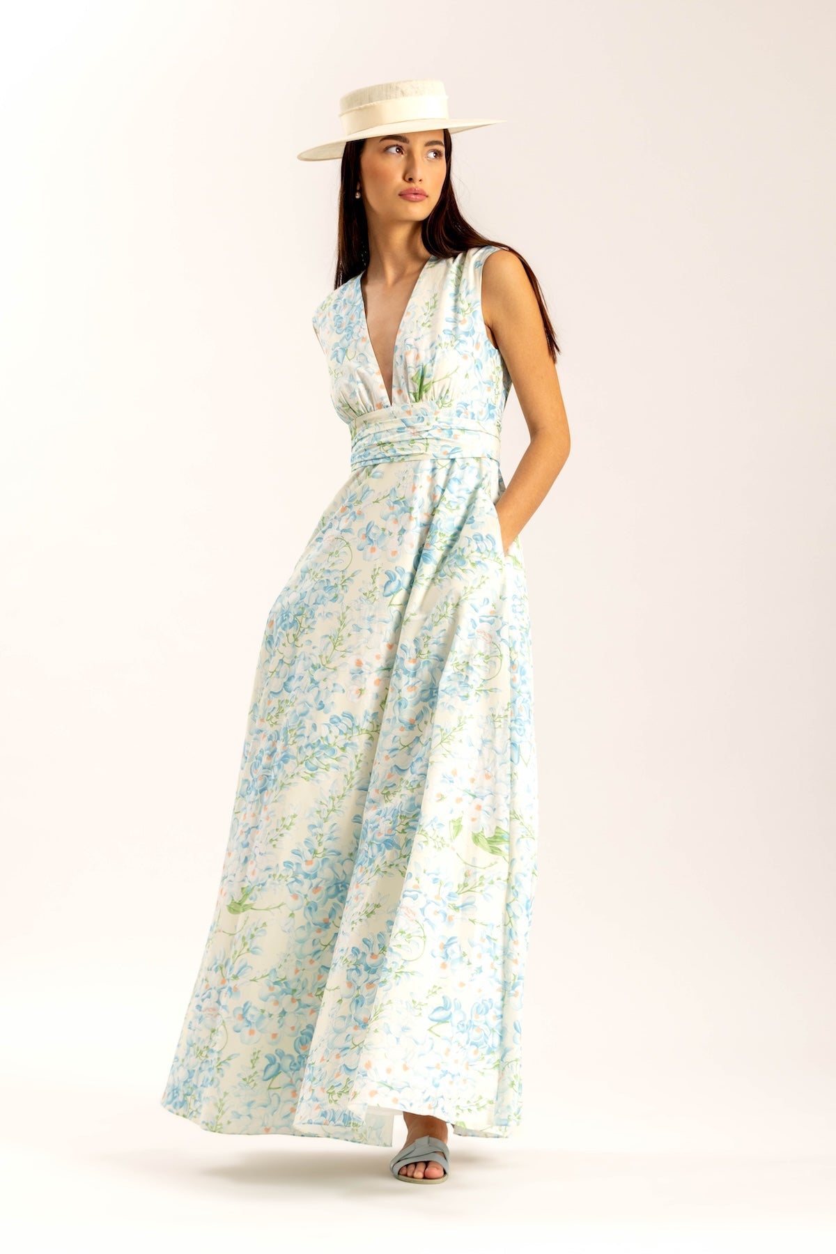Fiamma Blue Wisteria Floral Dress by Casey Marks