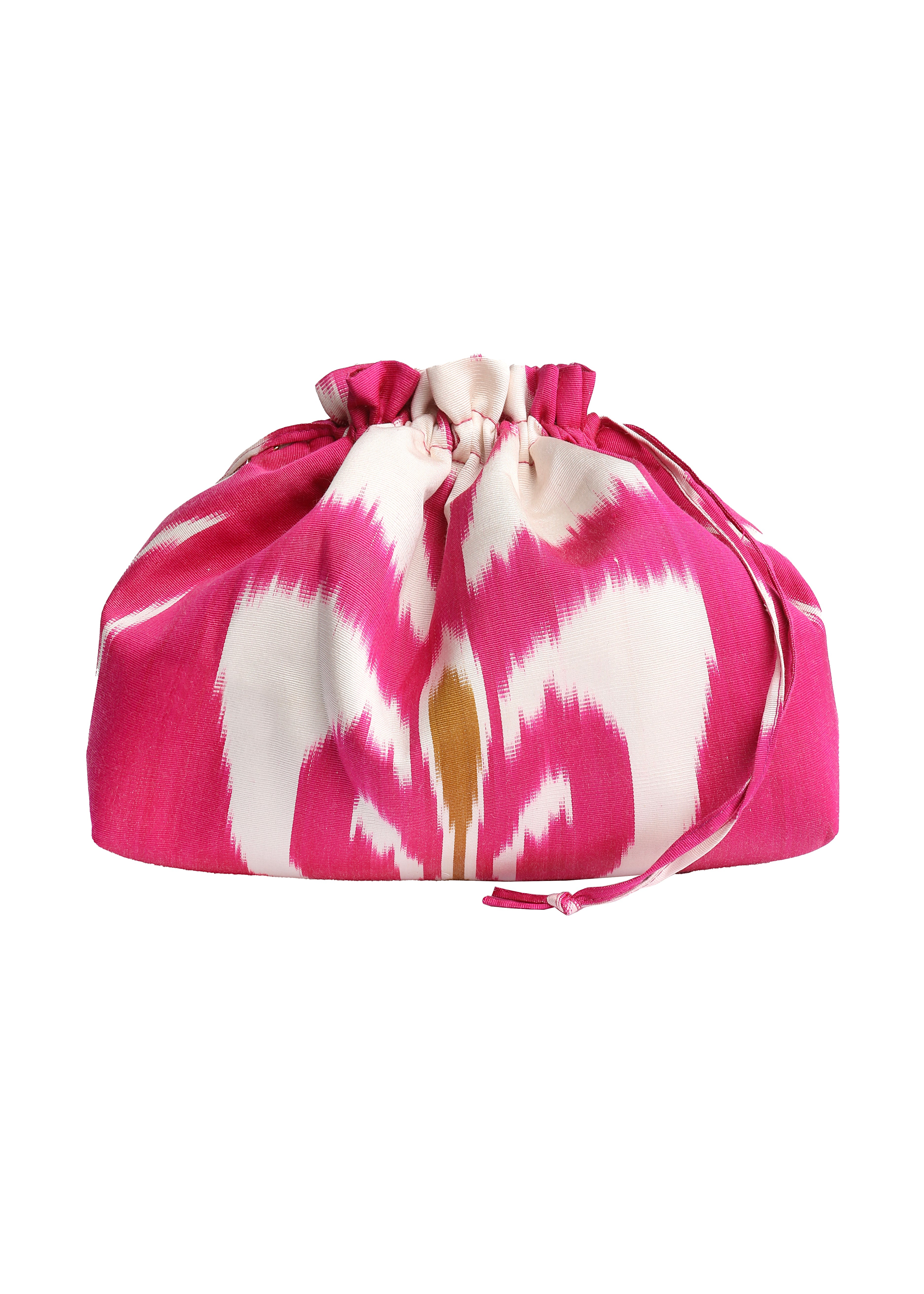 Regina Silk Ikat Party Purse- Pink, White, Gold by Larkin Lane