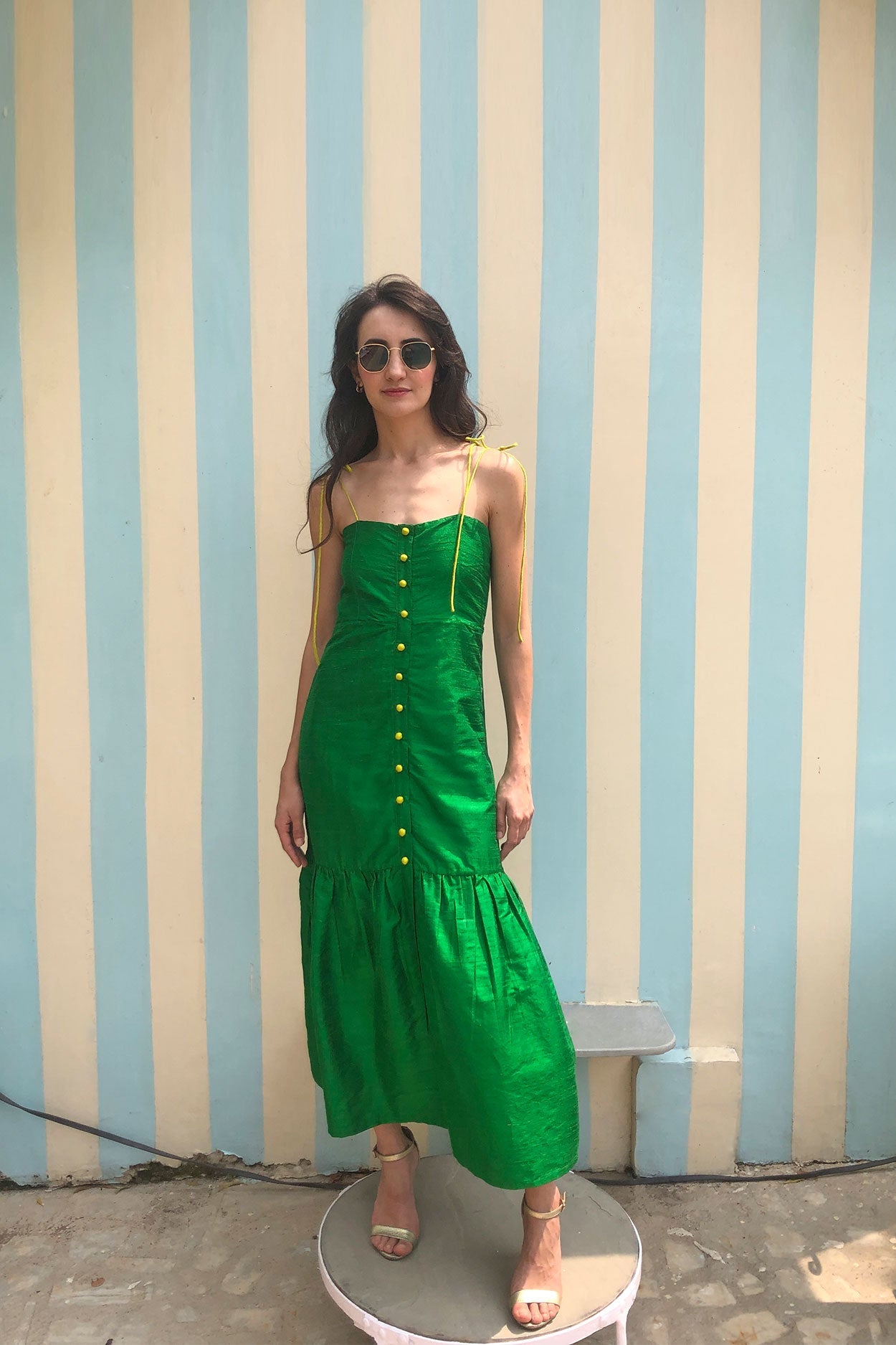 Green Marbella Silk Dress by Hess