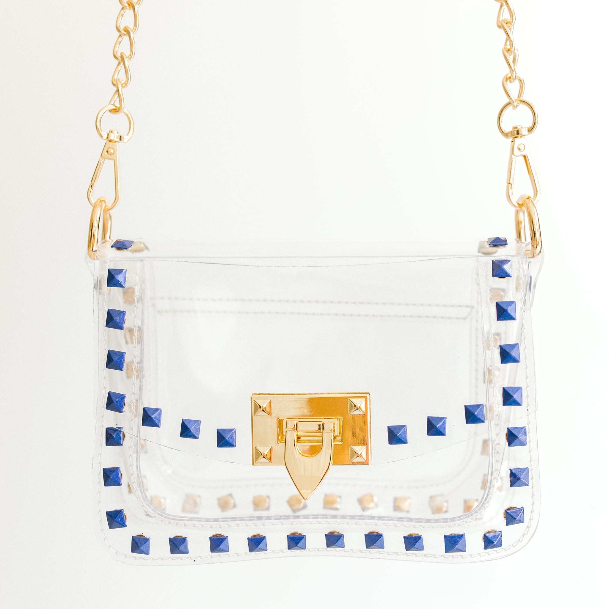 The Jackie in Blue & Gold by Clearly Handbags