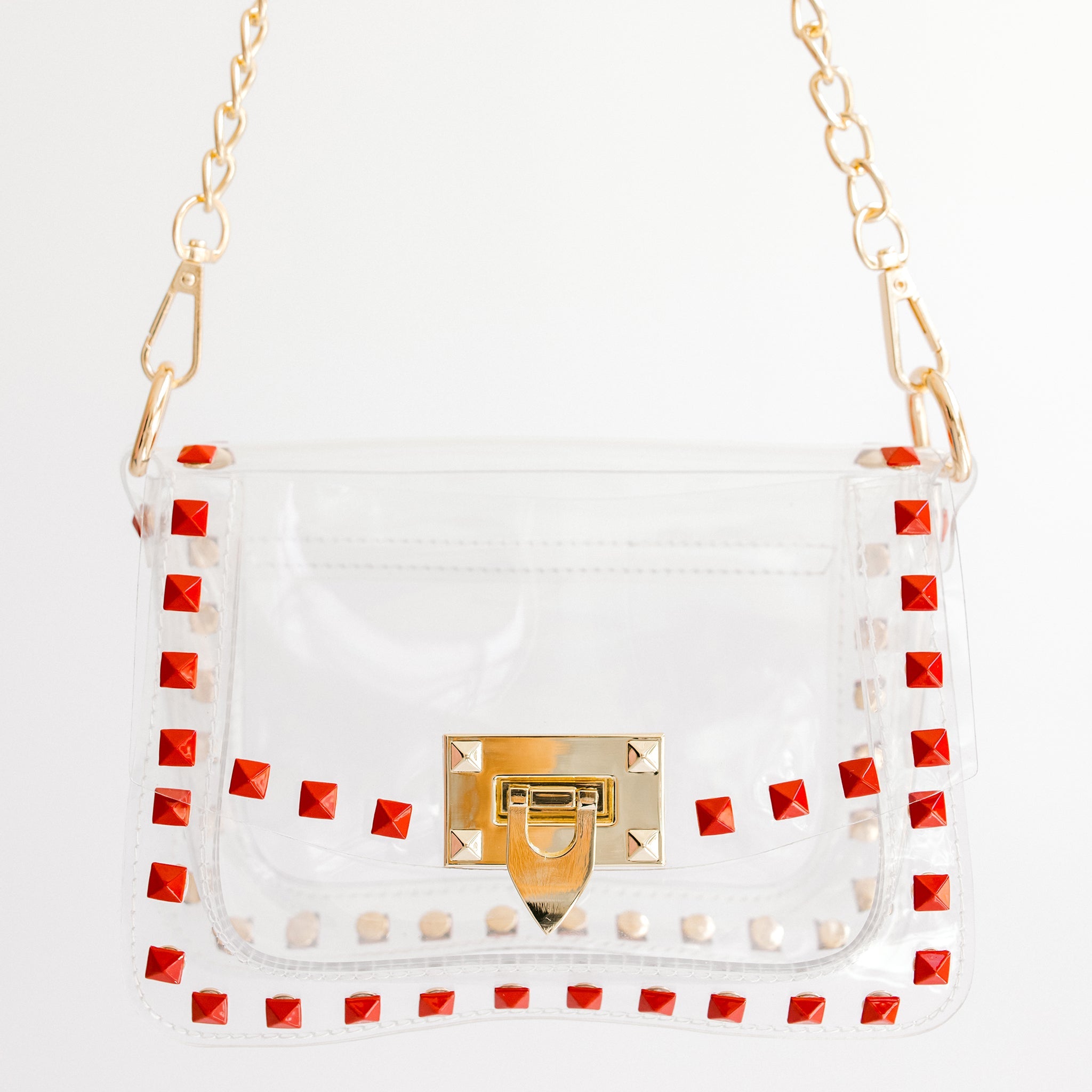 The Jackie in Red & Gold by Clearly Handbags