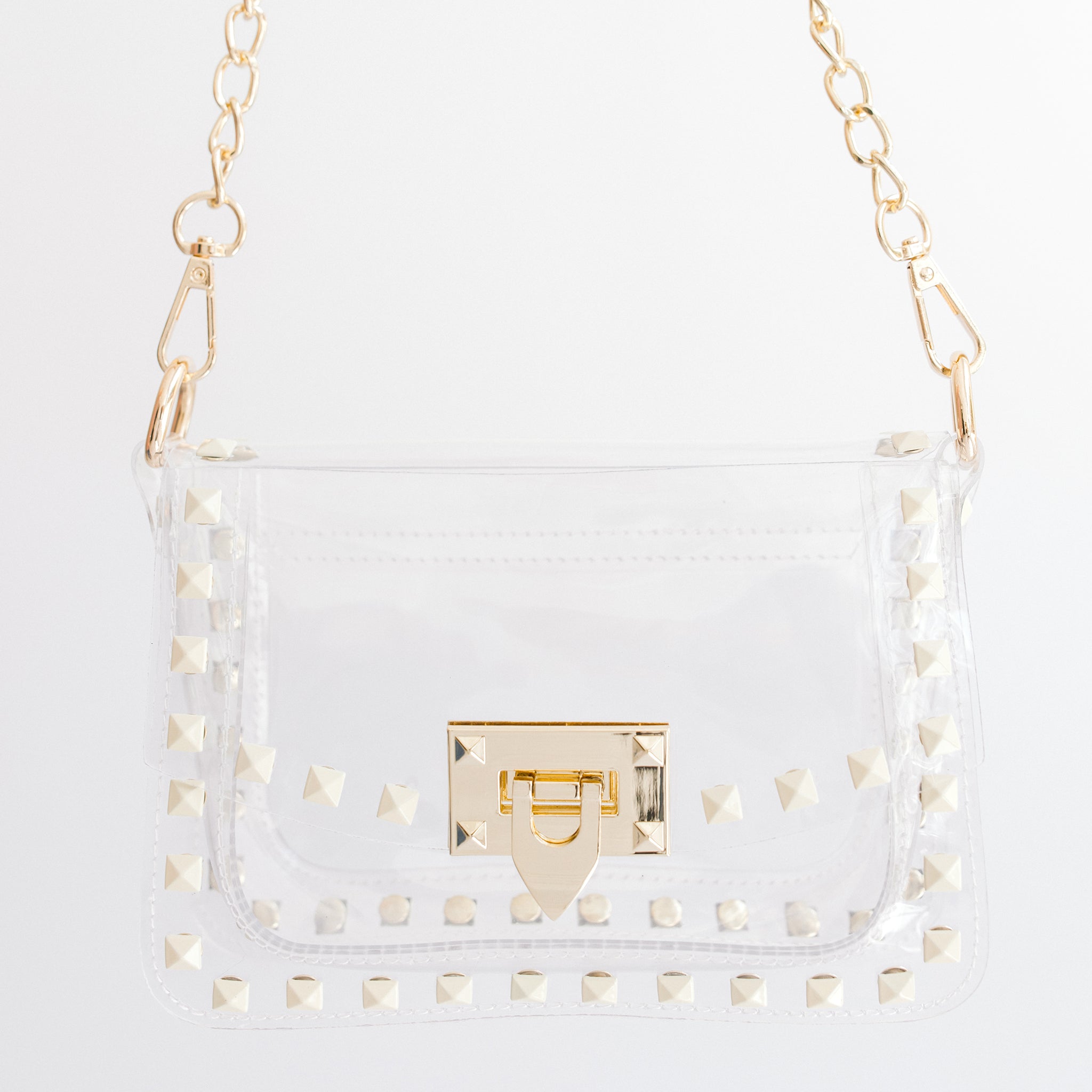 The Jackie in White & Gold by Clearly Handbags