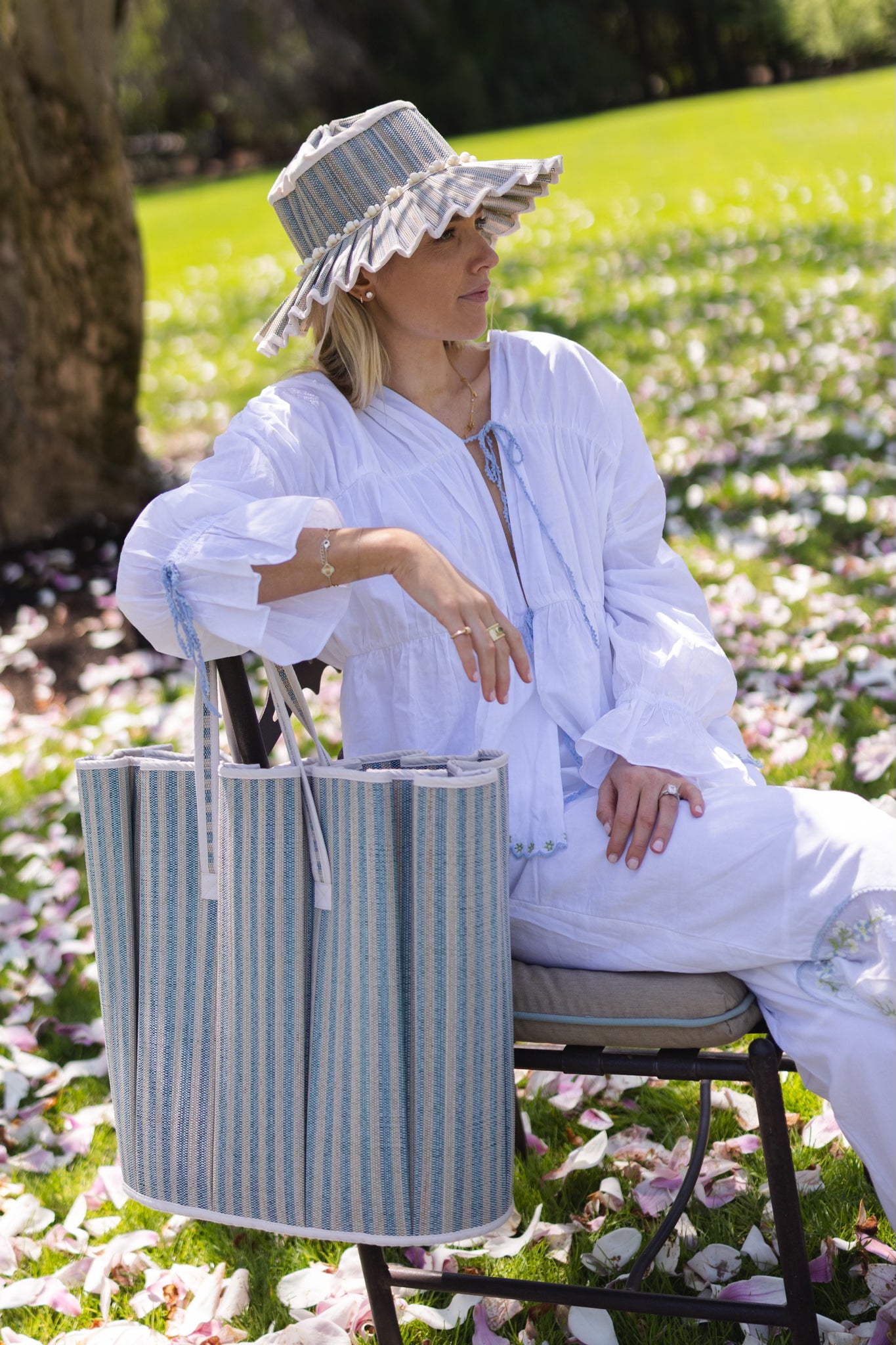 Natalie Simkins Exclusive Azure Bone | Maxi Tropez Tote by Lorna Murray