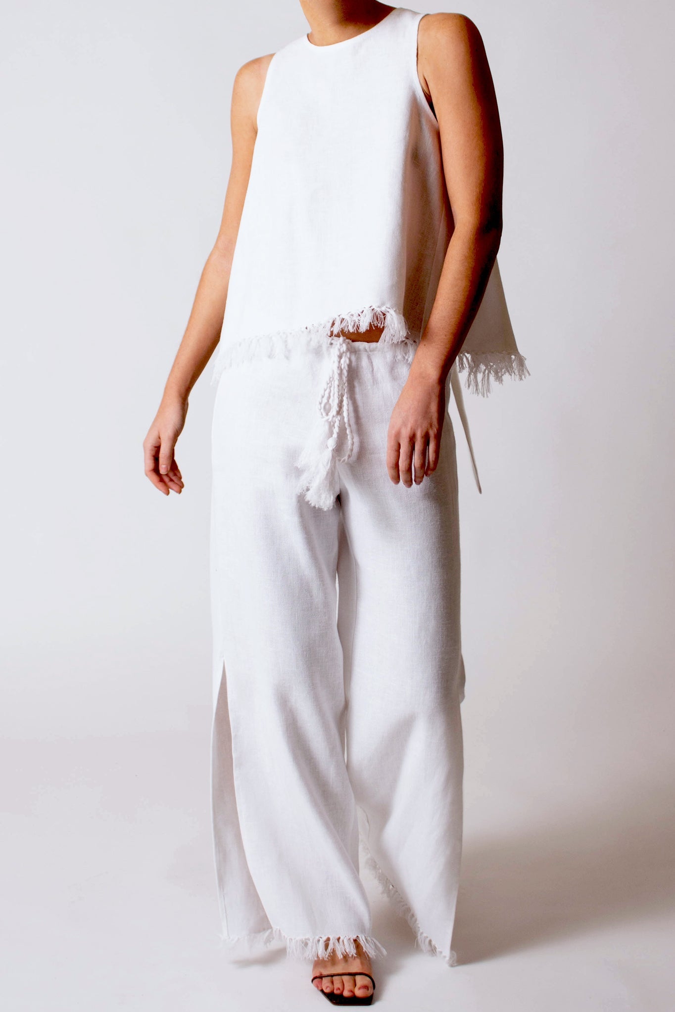 Micha Sorrento Linen Fringed Top by Miguelina