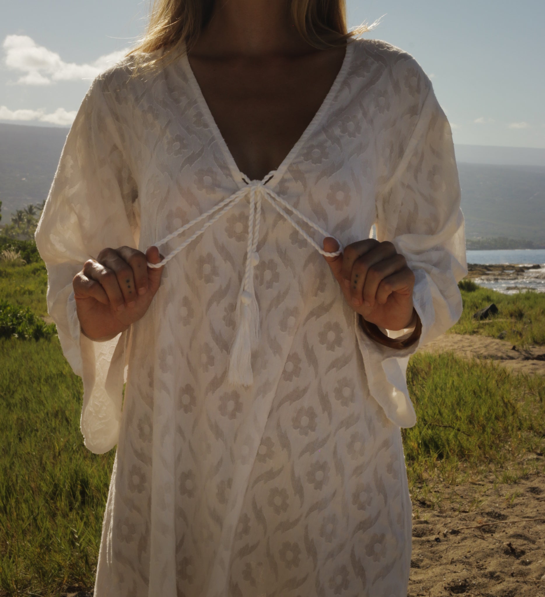 Siena Bell Sleeve Dress - White by Sitano
