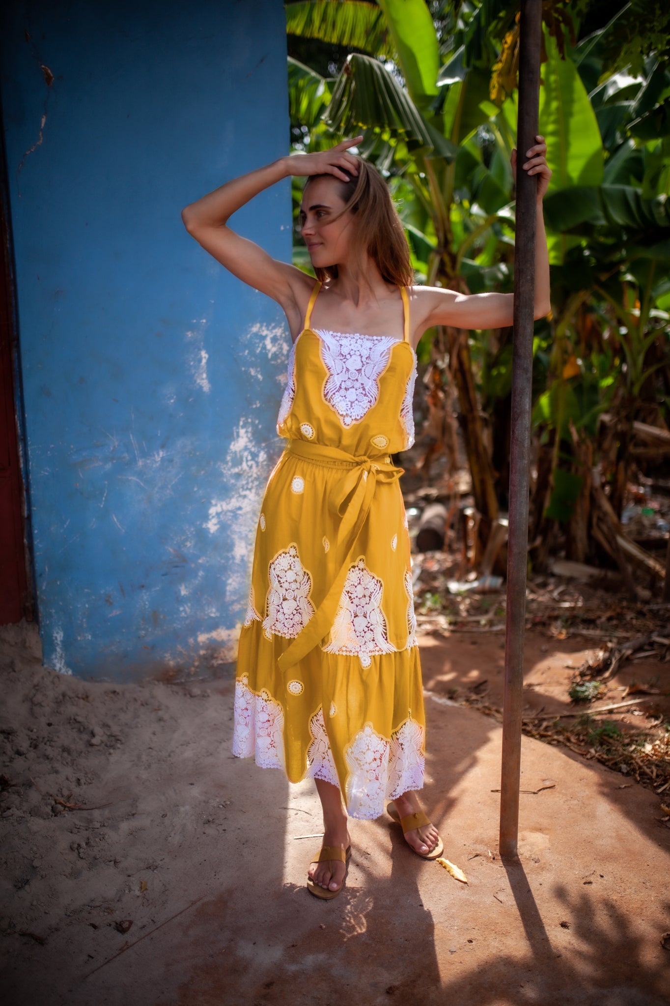 Esme Falcon Cotton Embroidered Dress - Passionfruit by Miguelina