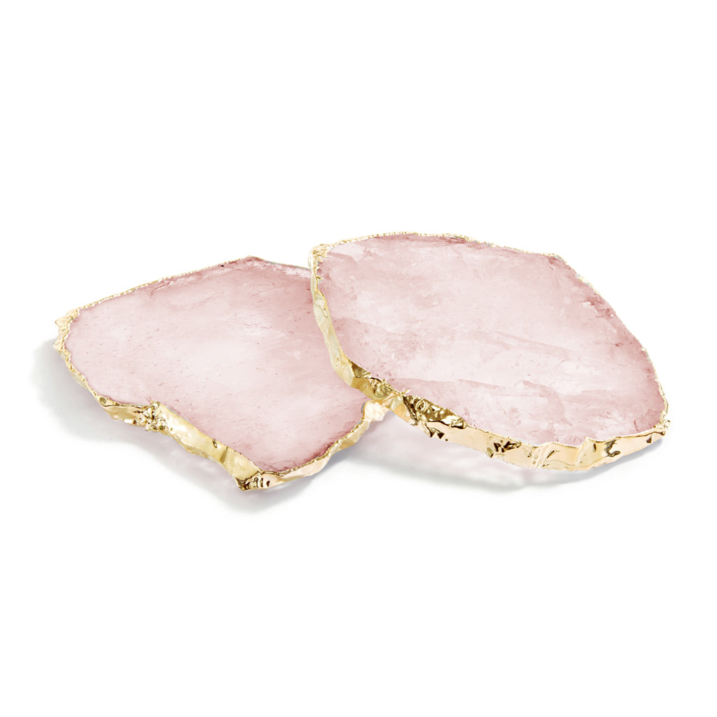 Kivita Coasters, Rose Quartz & Gold by ANNA New York