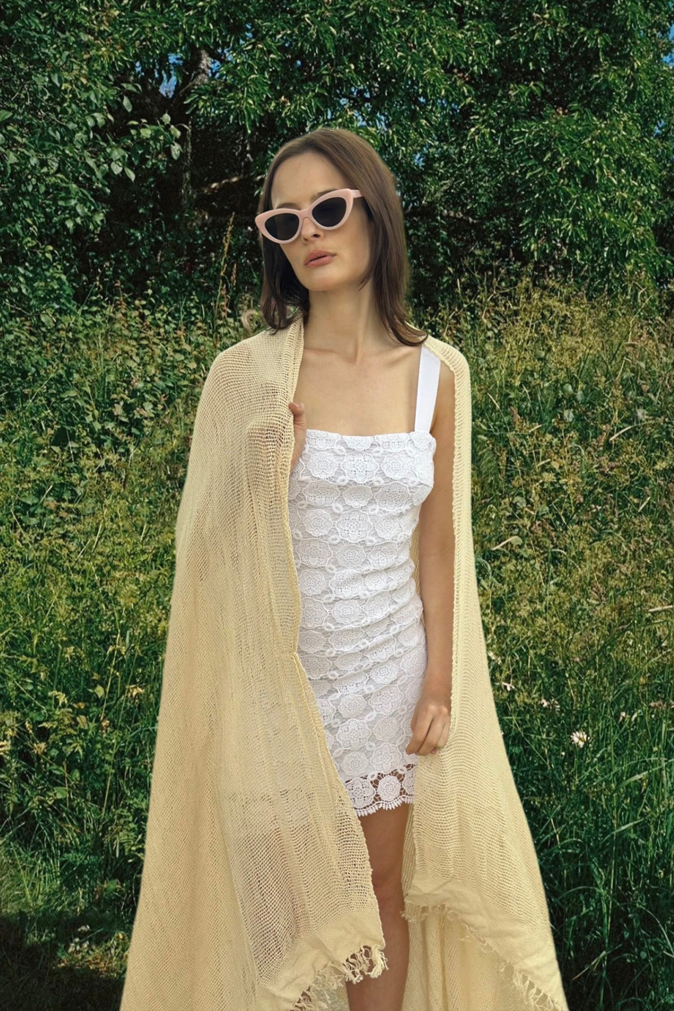 Kira Doily Lace Mini Dress - Pure White by Miguelina