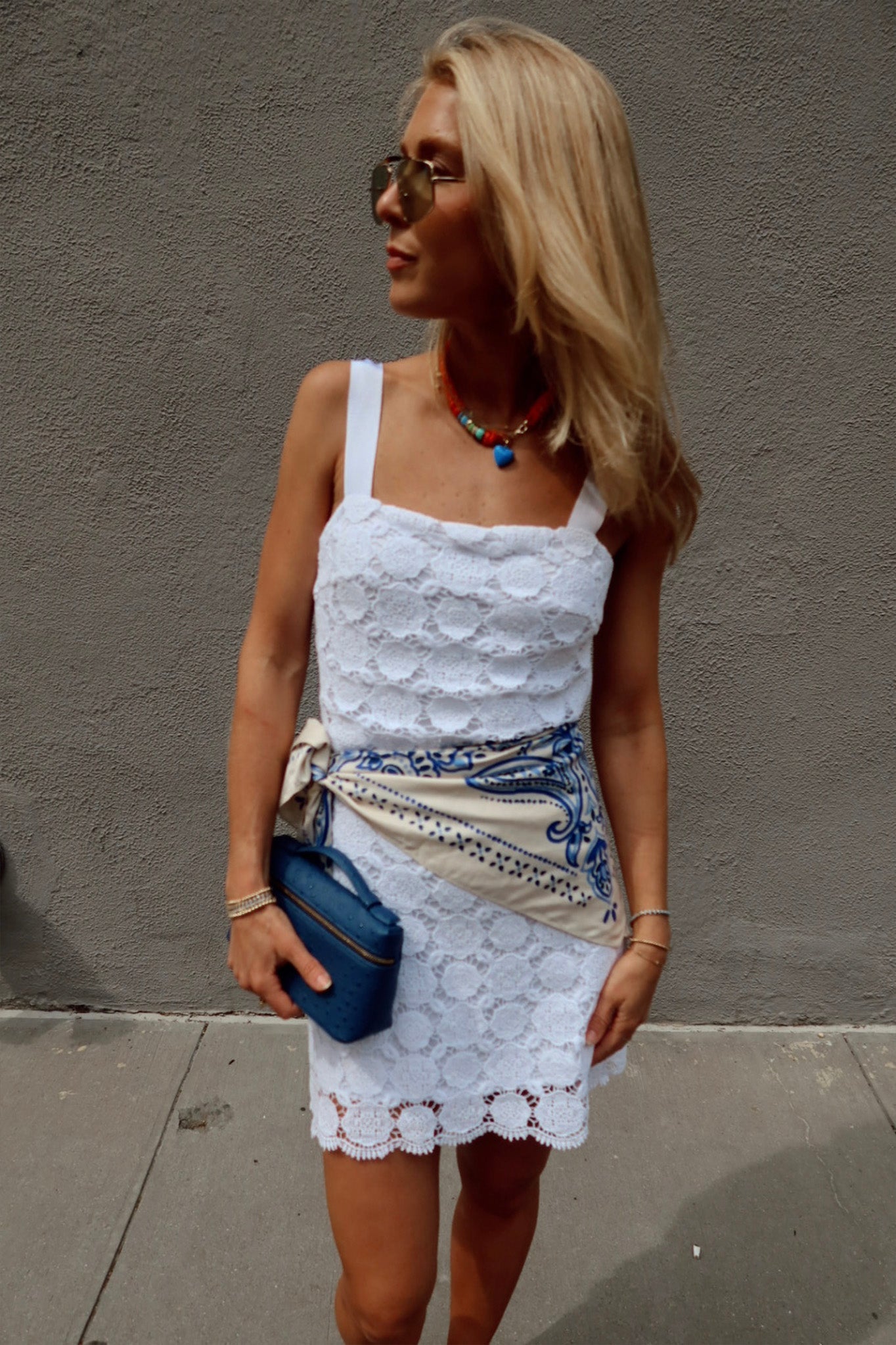 Kira Doily Lace Mini Dress - Pure White by Miguelina
