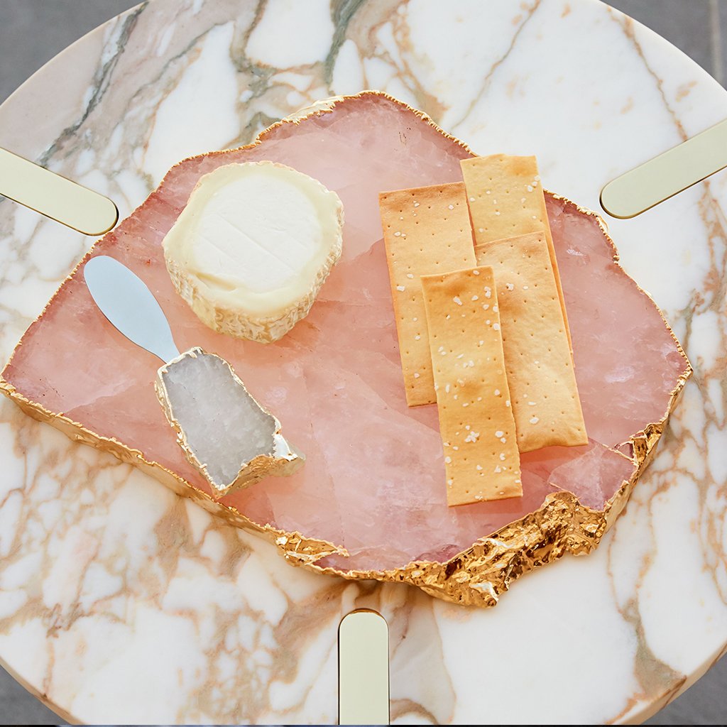 Kiva Platter, Rose Quartz & Gold by ANNA New York