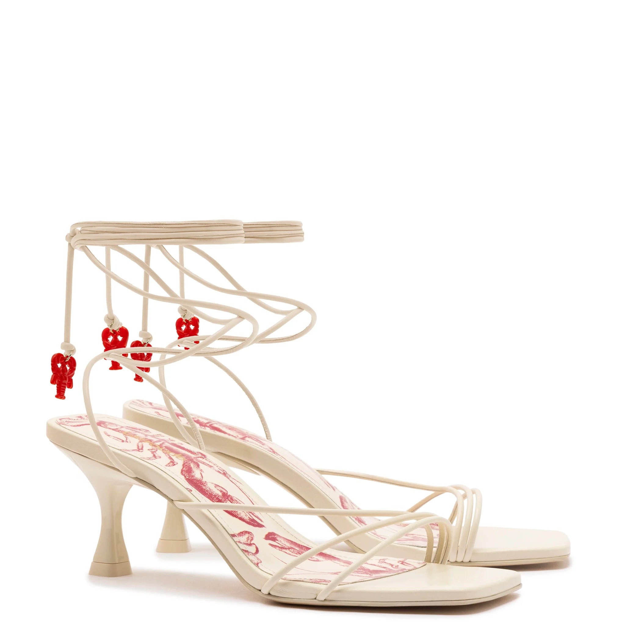 Nadia Sandal In Ivory Leather by Larroudé