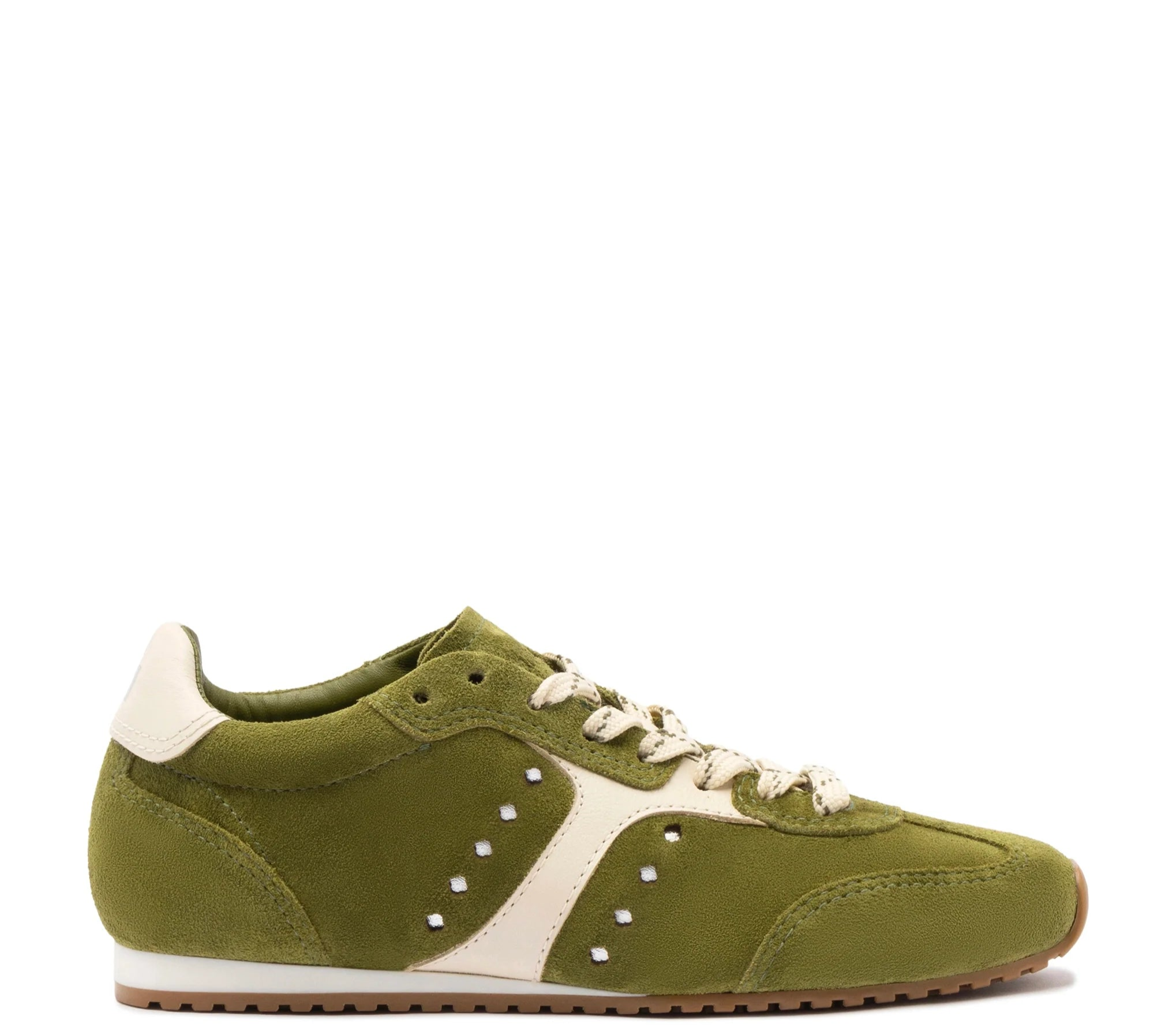 Stella Sneaker In Seaweed Suede and Ivory Leather by Larroudé