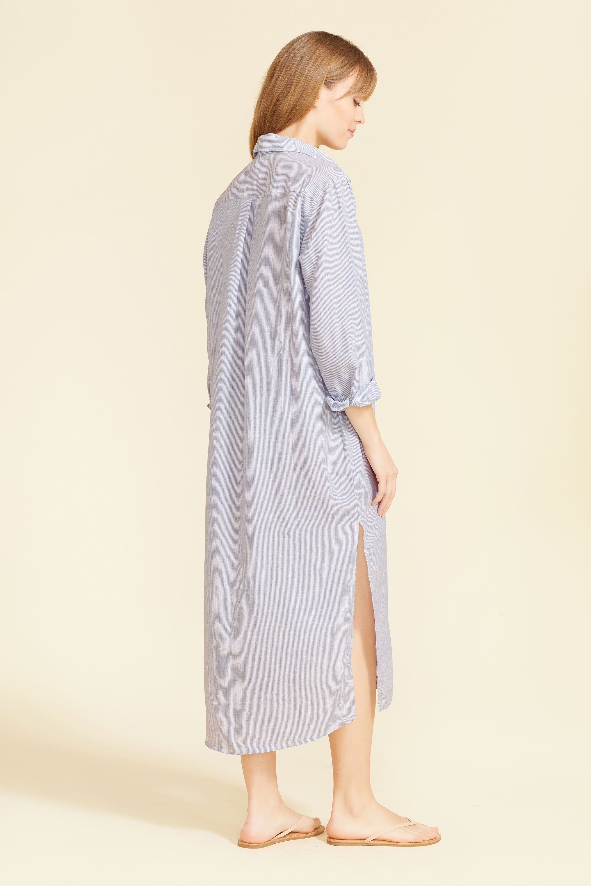 Lido Midi Shirt Dress - Light Blue Stripes by Sitano