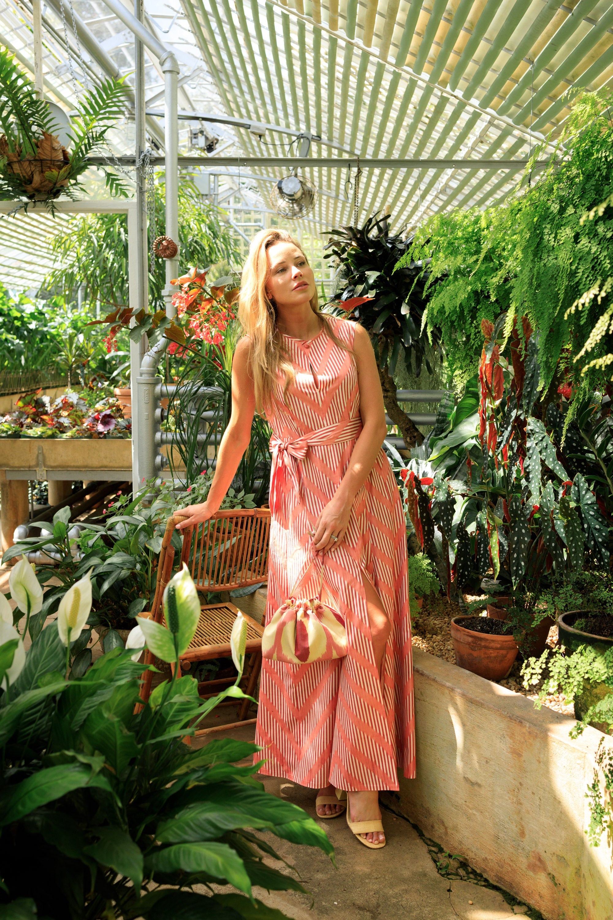 Sabrina Silk Ikat Party Purse- Pink, Red, Ivory by Larkin Lane