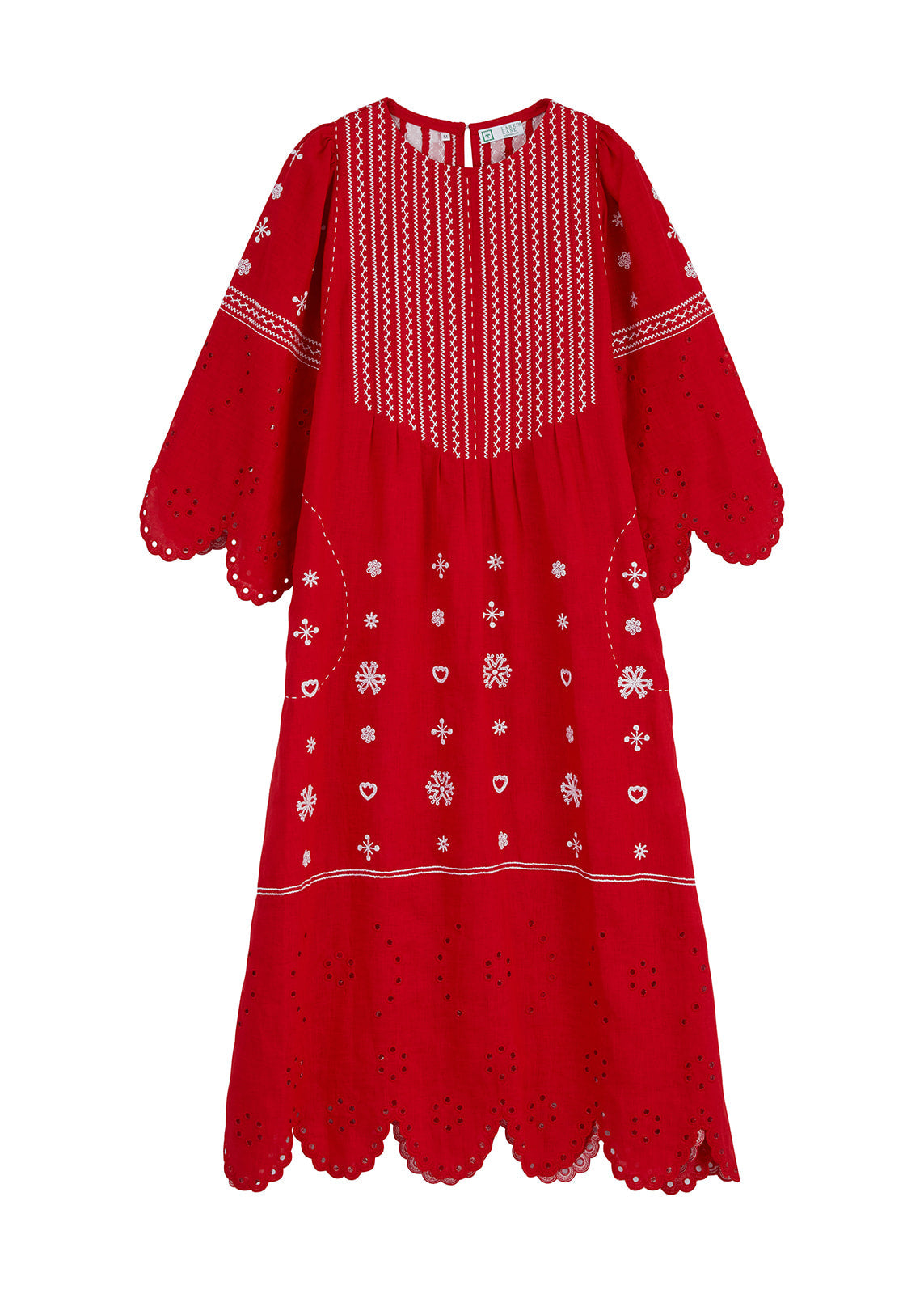 Maryna Embroidered Ukrainian Dress - Red, White by Larkin Lane