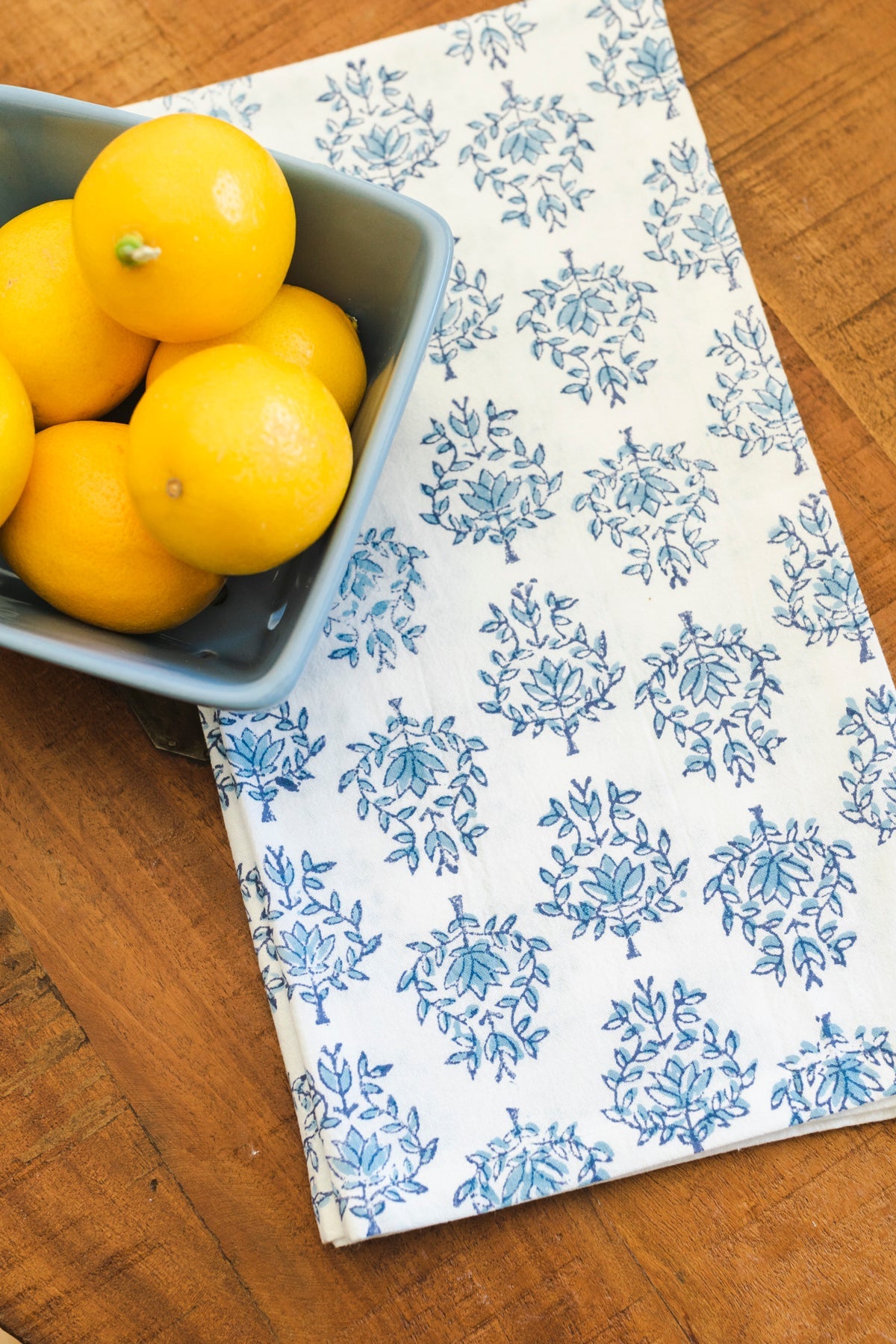 Tea Towel - Lotus, Uniform Blue & Navy by Mended