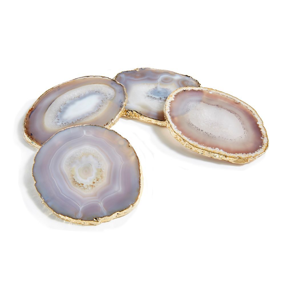Lumino Coasters, Smoke Agate & Gold, Set of 4 by ANNA New York