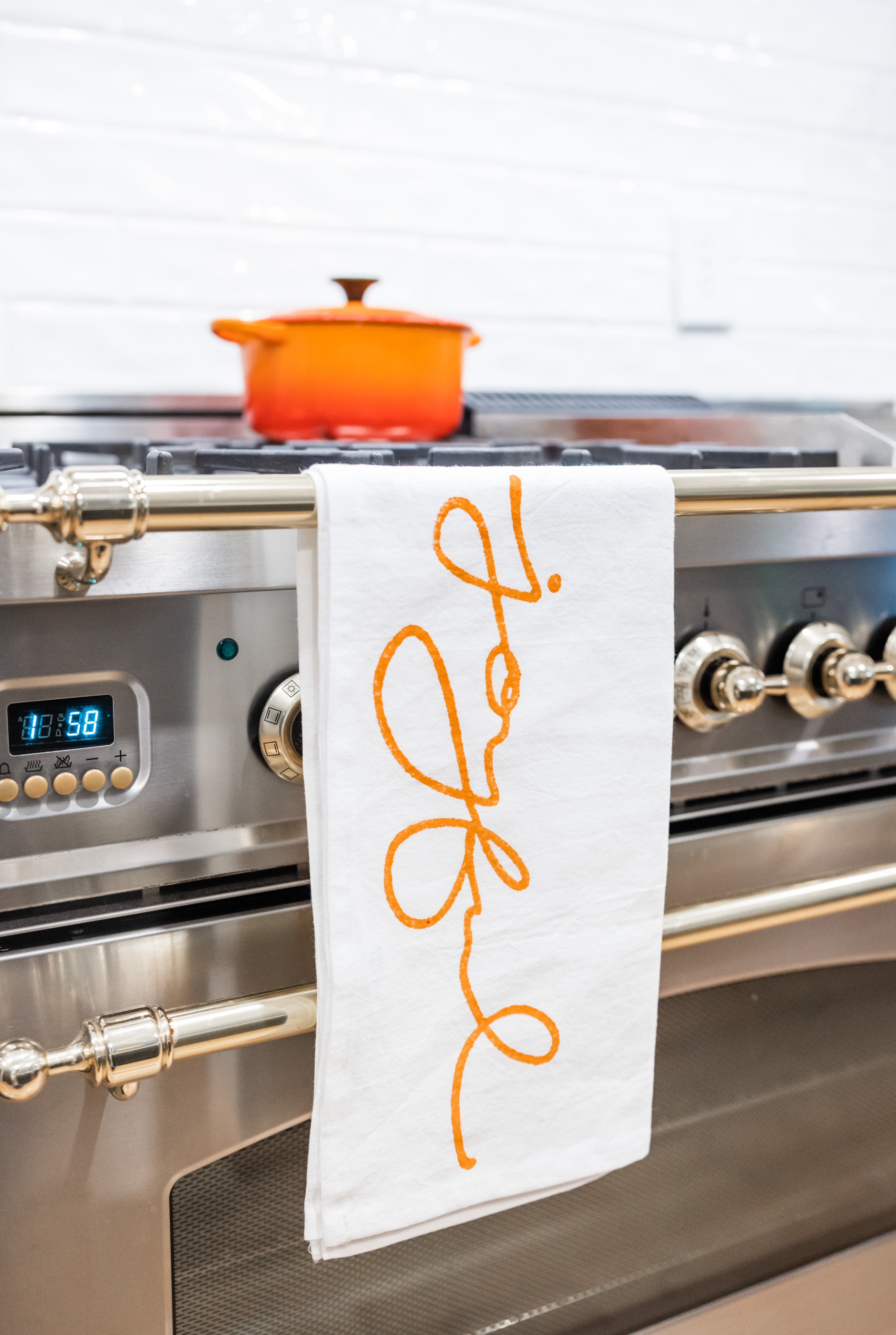 Tea Towel - Joyful, Orange by Mended