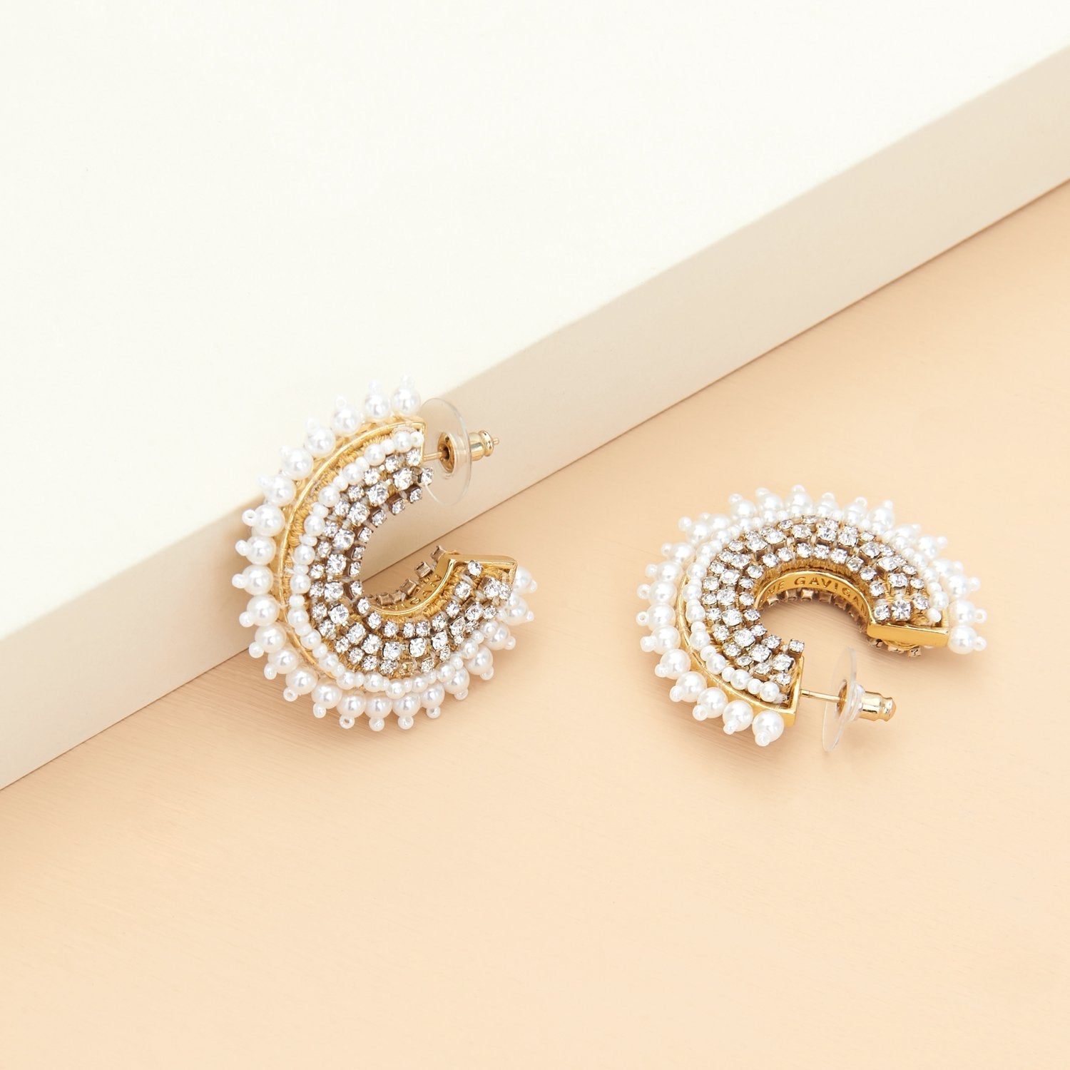 Mini Pearl Fiona Hoop Earrings White by Mignonne Gavigan