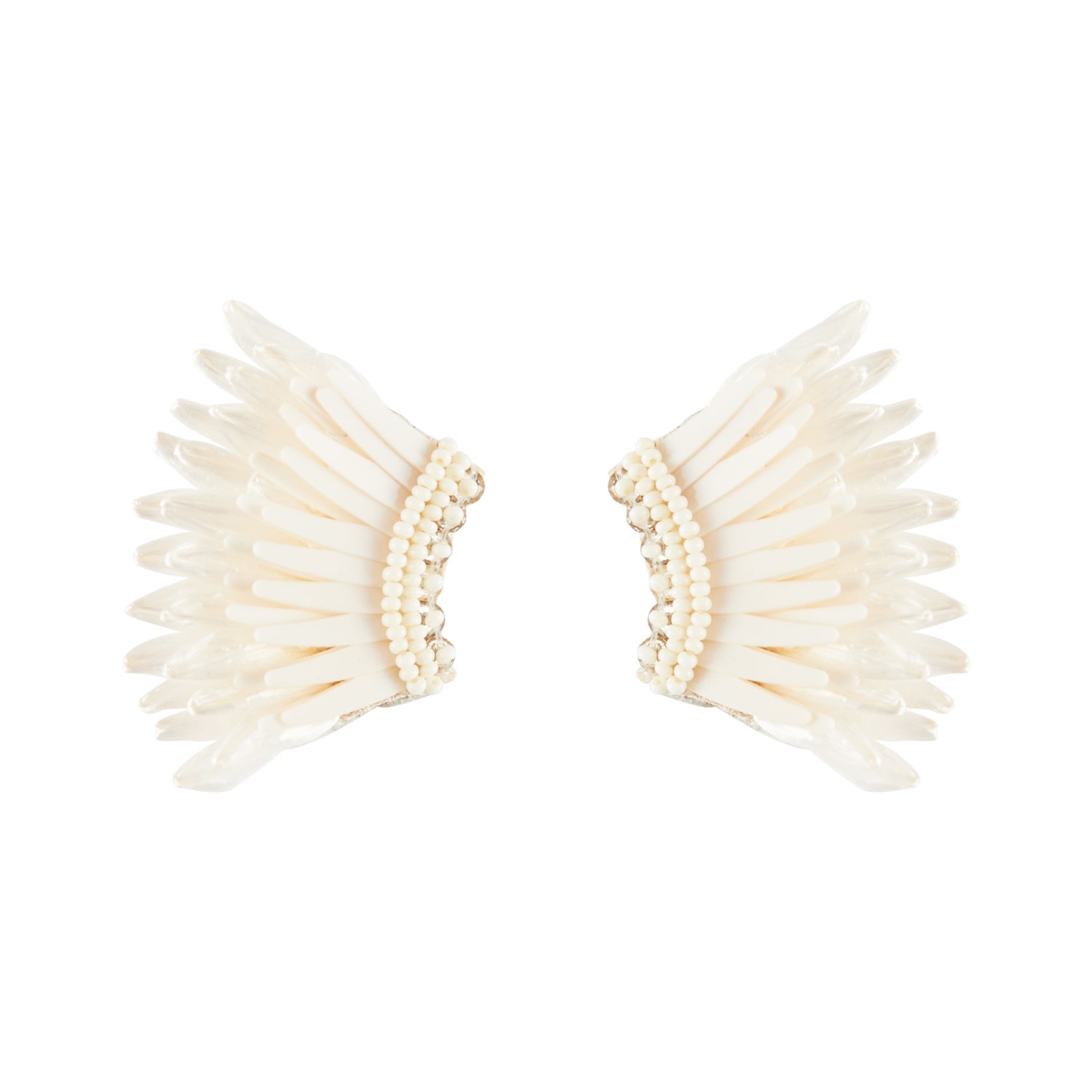 Mini Raffia Madeline Earrings White by Mignonne Gavigan
