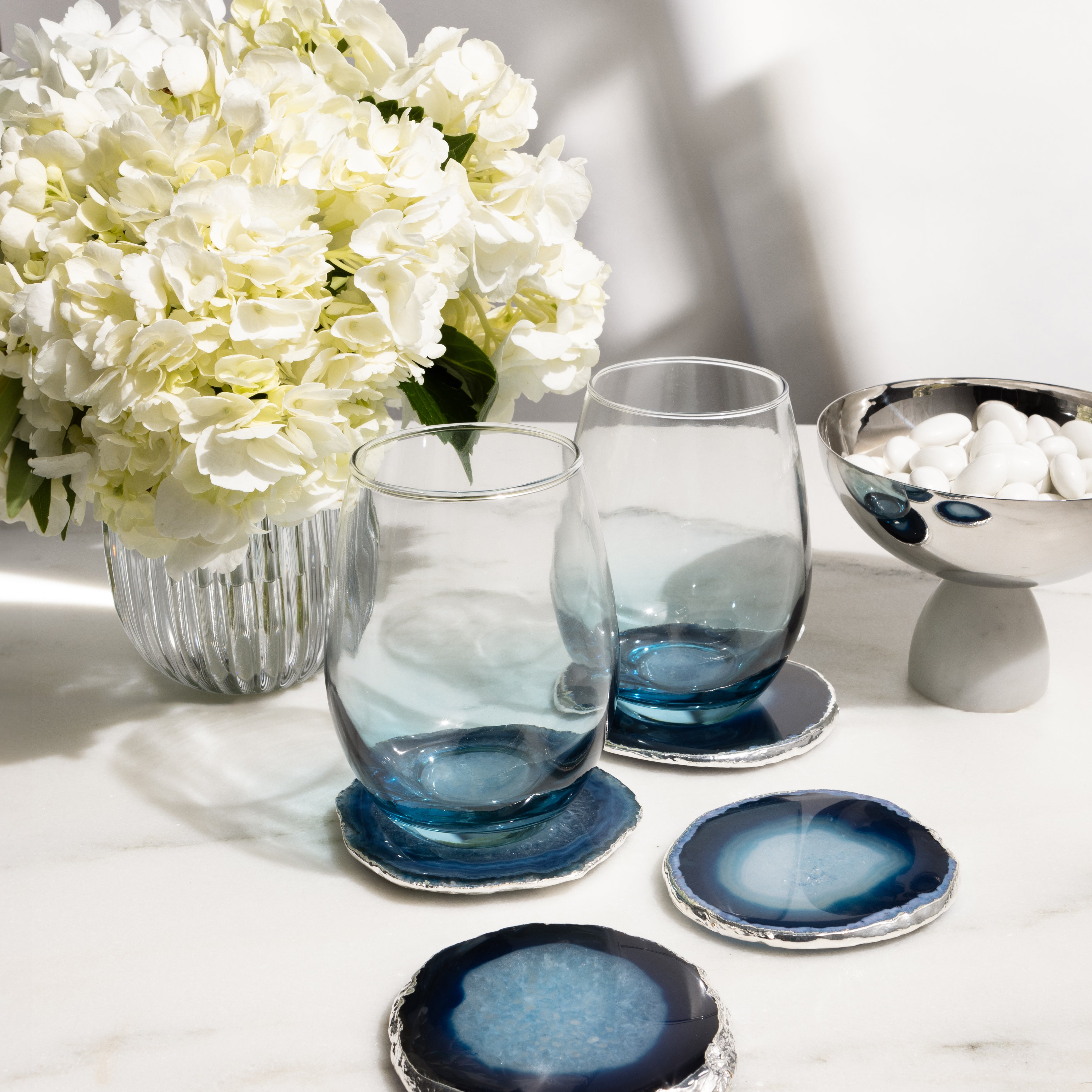 Talianna Ombre Stemless Glasses, Blue, Set of 2 by ANNA New York