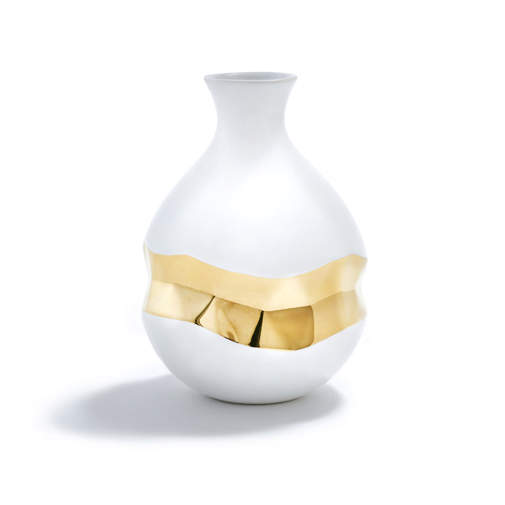 Talianna Oro Bud Vase, White & Gold by ANNA New York