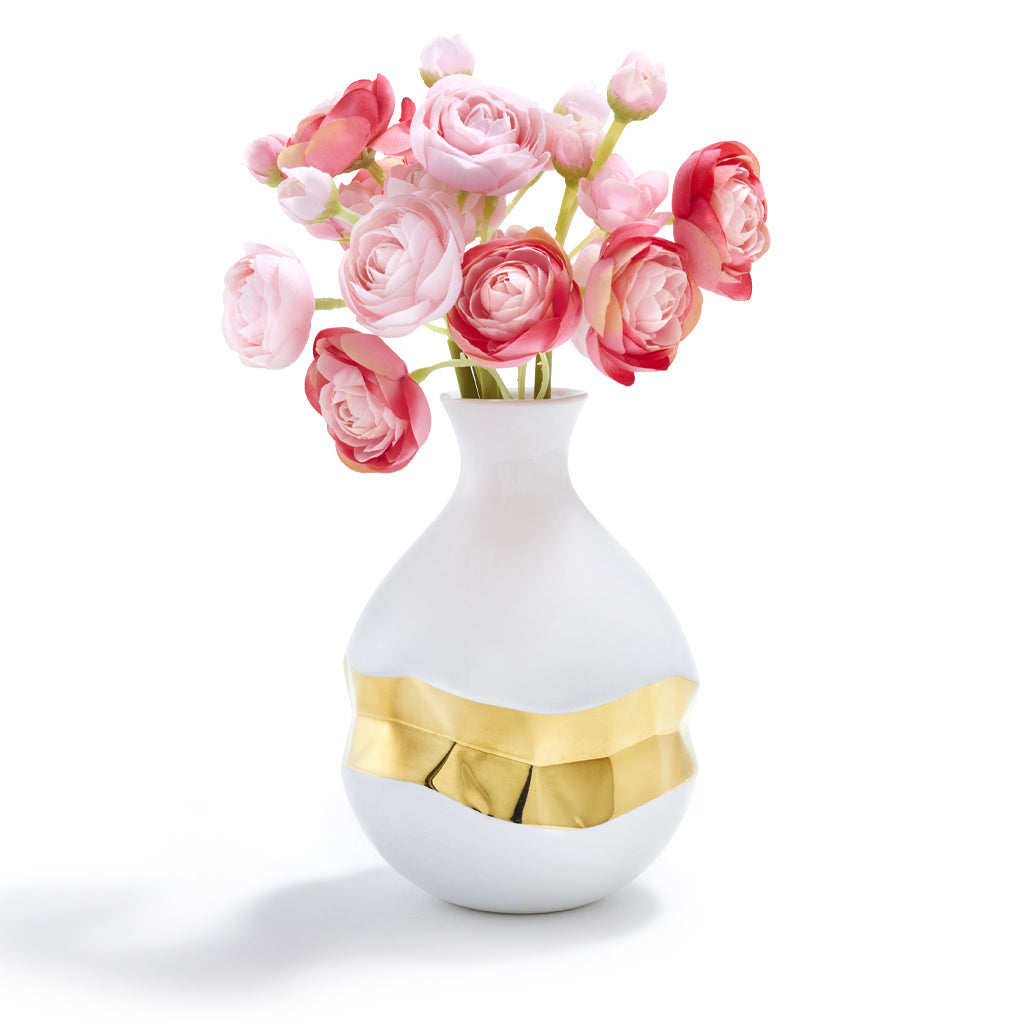 Talianna Oro Bud Vase, White & Gold by ANNA New York