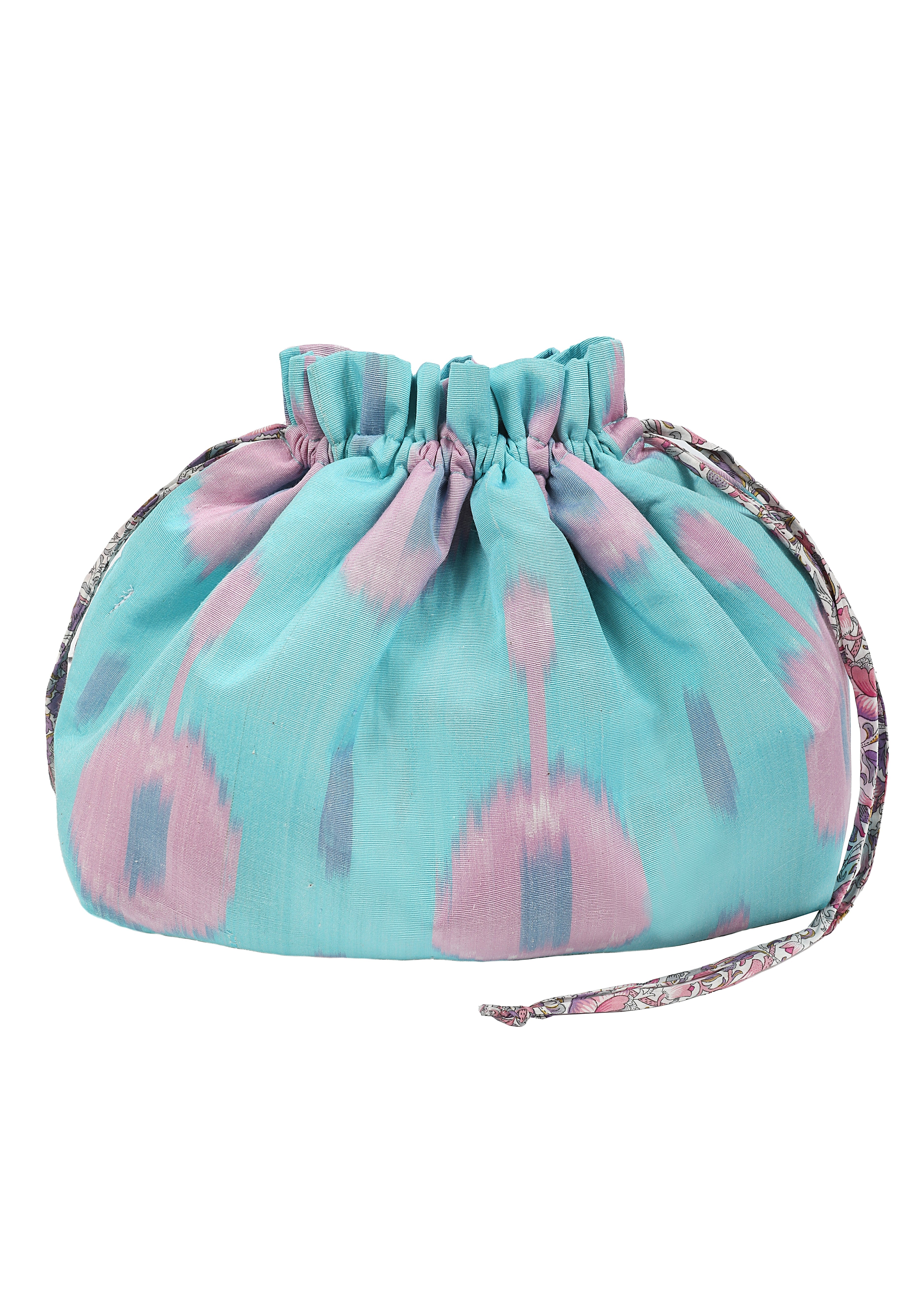 Blythe Silk Ikat  Party Purse - Turquoise, Pink by Larkin Lane