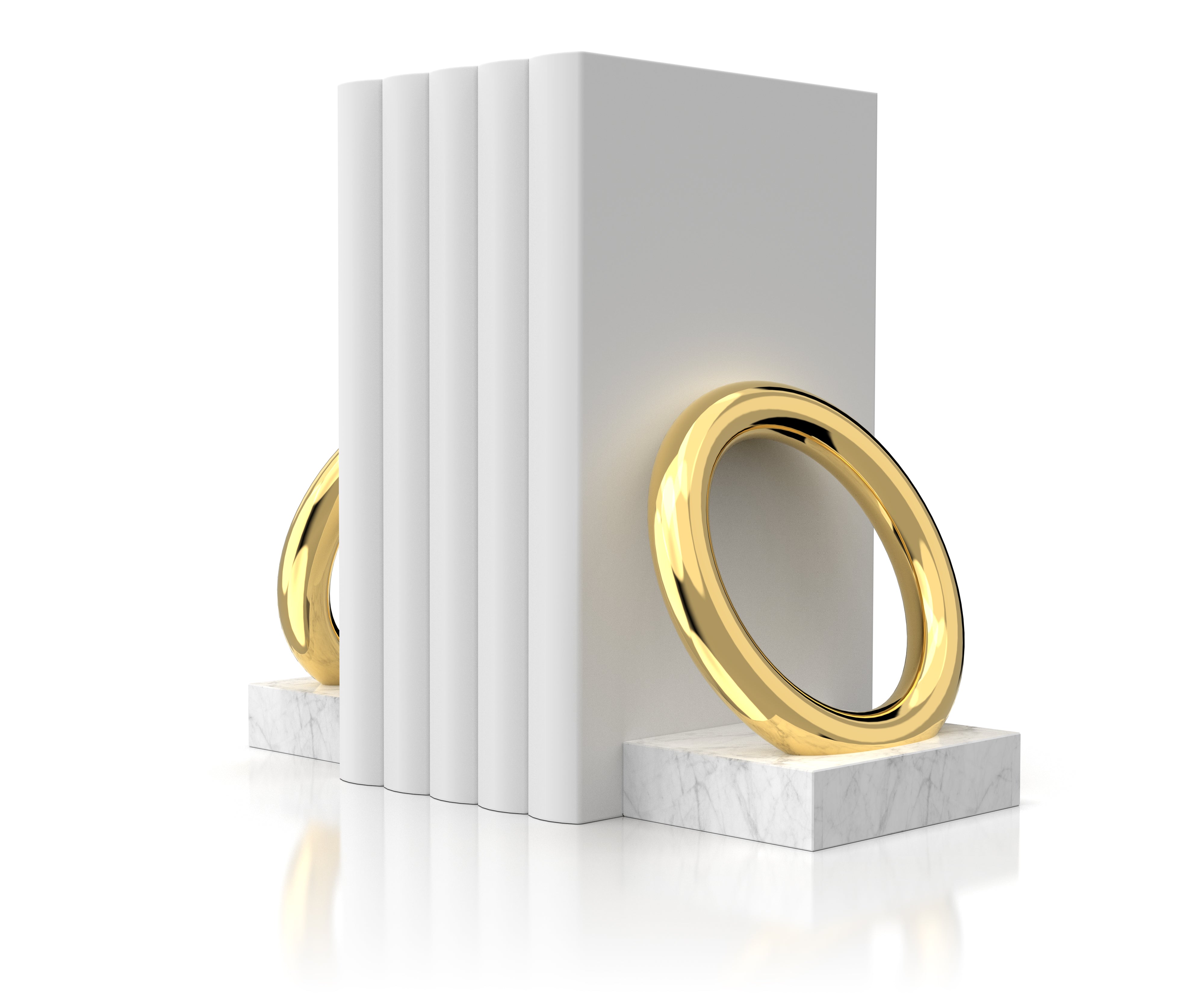 Ring Bookends, Marble & Gold, Set of 2 by ANNA New York